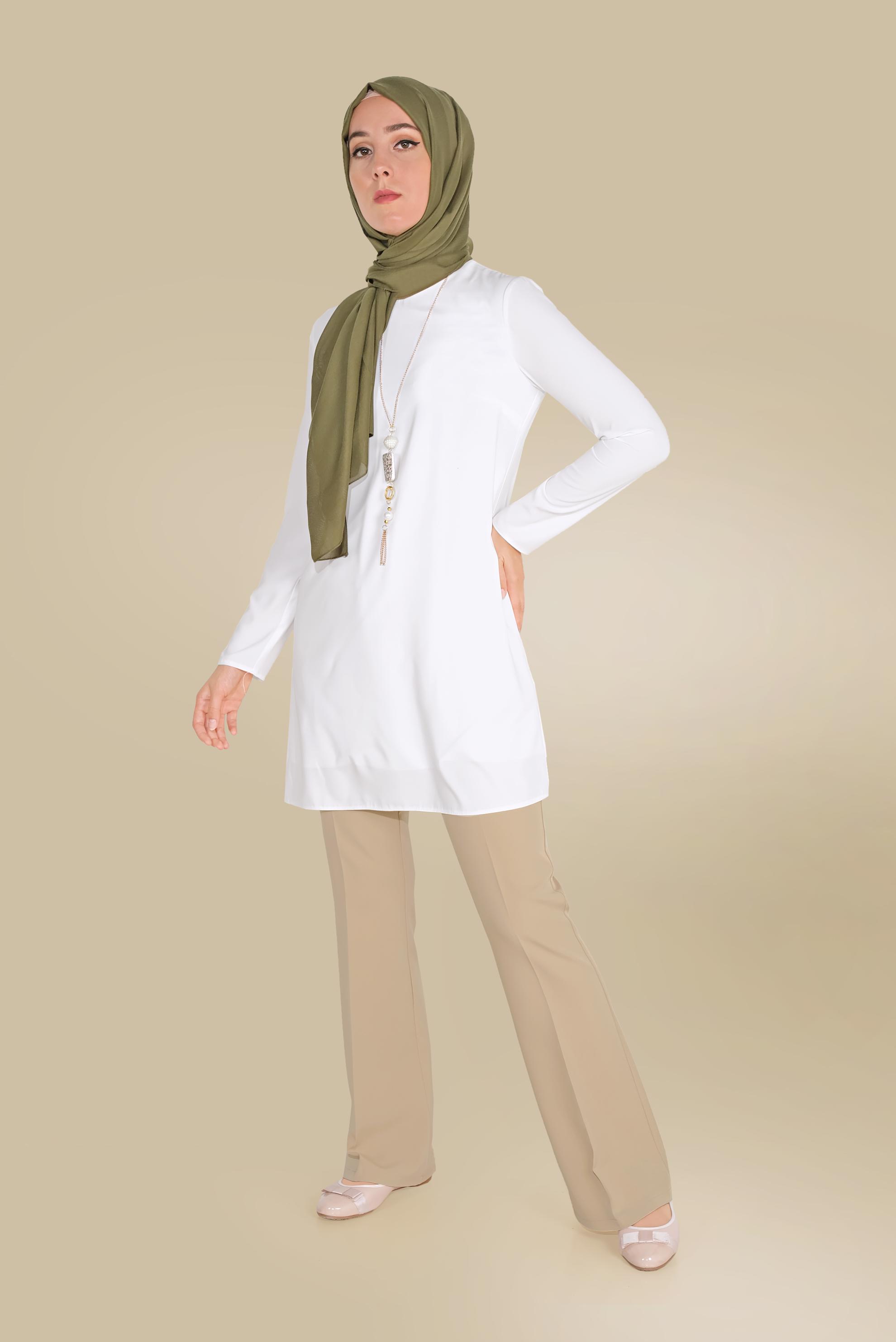 Tesettür giyim KAHVE DÜĞMELİ YÜKSEK BEL PANTOLON 70086