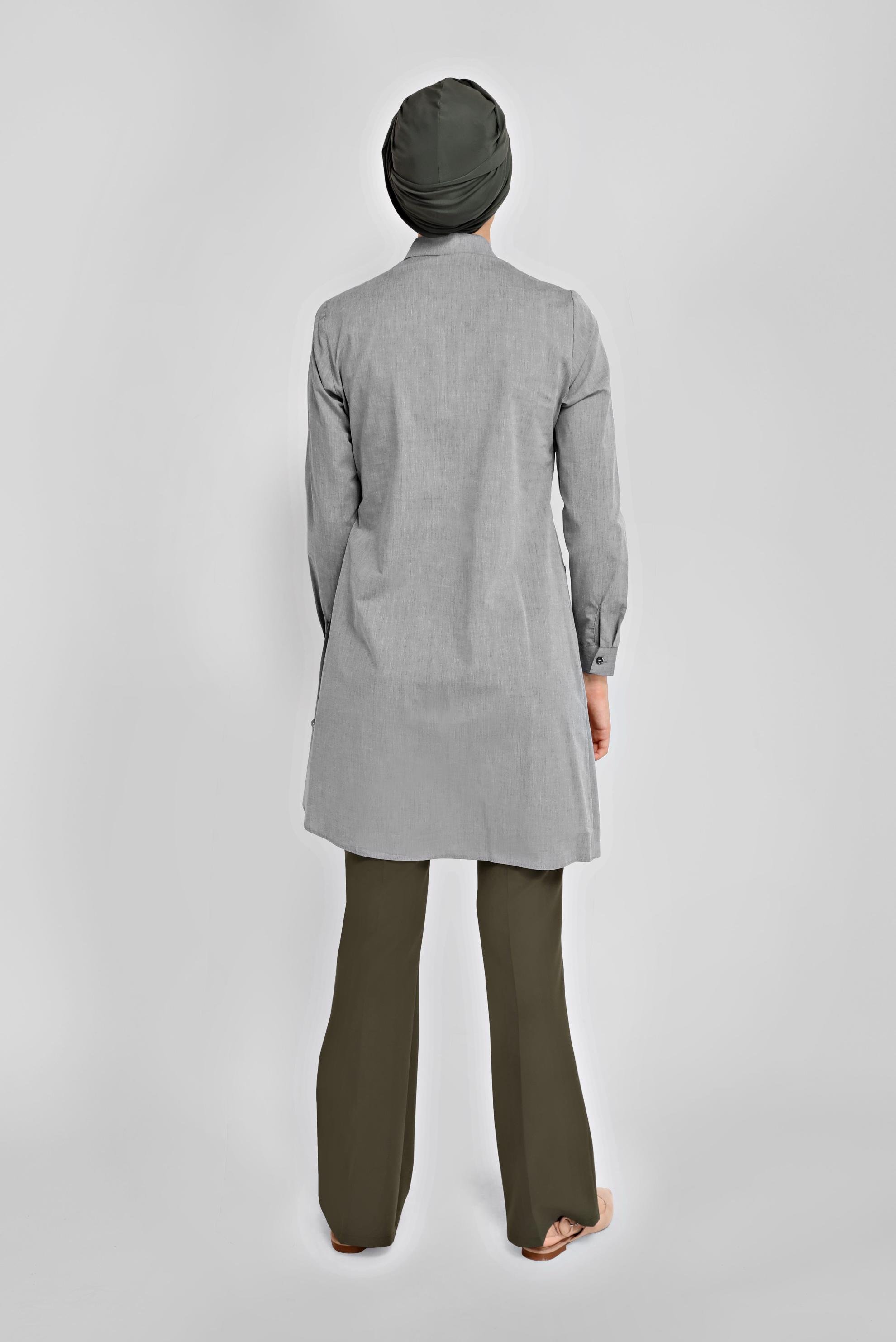 Tesettür giyim HAKİ DÜĞMELİ YÜKSEK BEL PANTOLON 70086