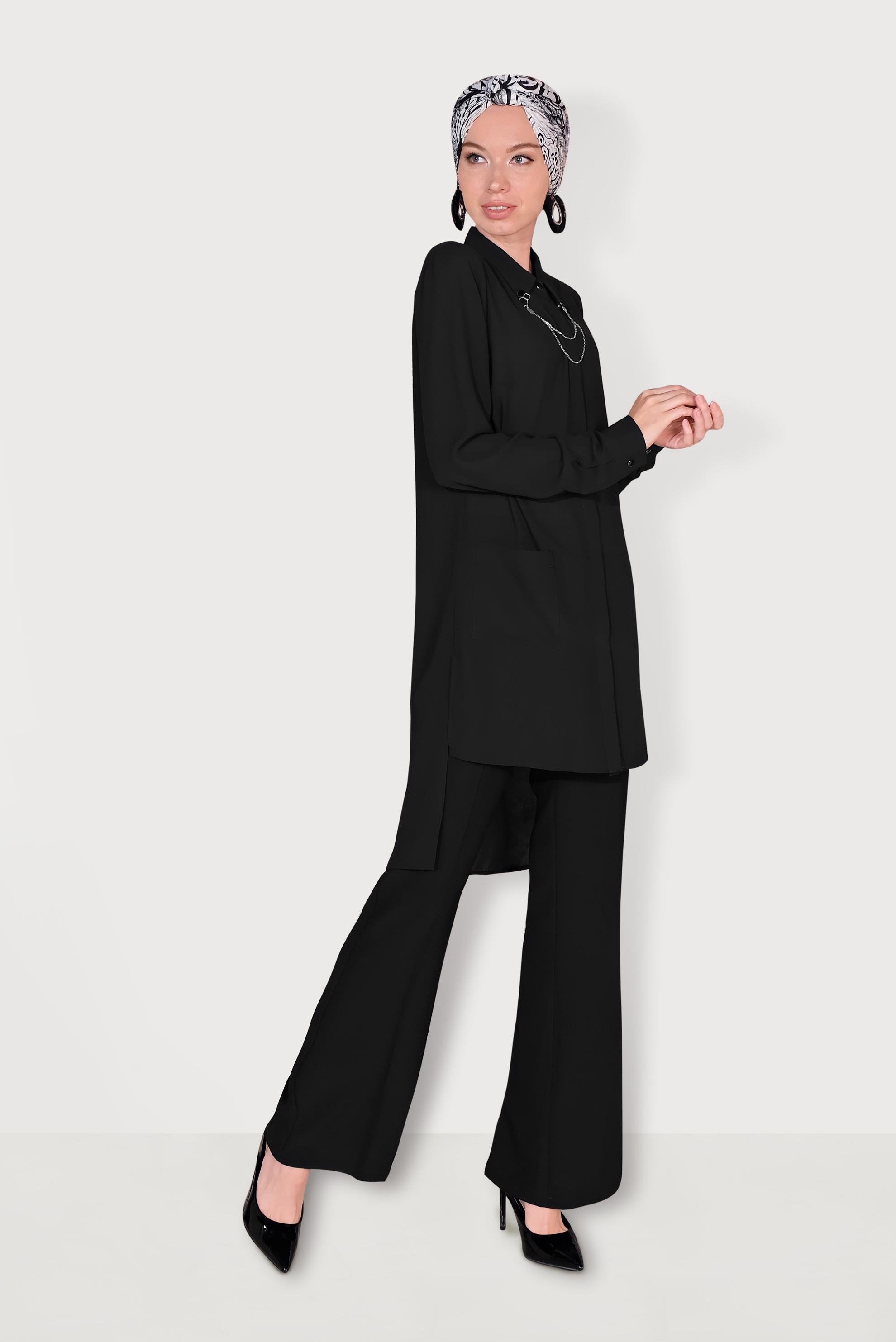 Tesettür giyim SİYAH CEPLİ PANTOLON 70087