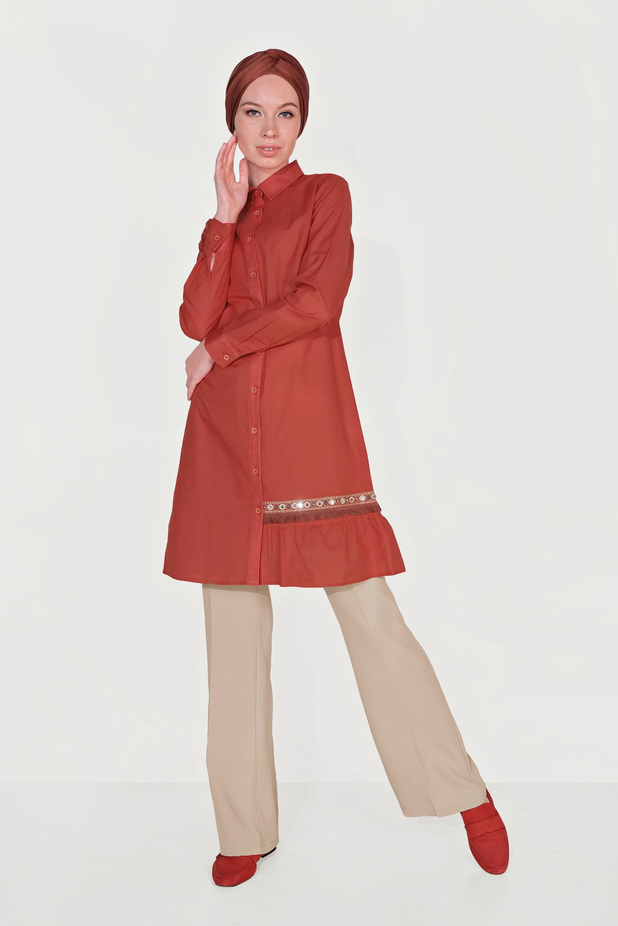 Tesettür giyim BEJ CEPLİ PANTOLON 70087