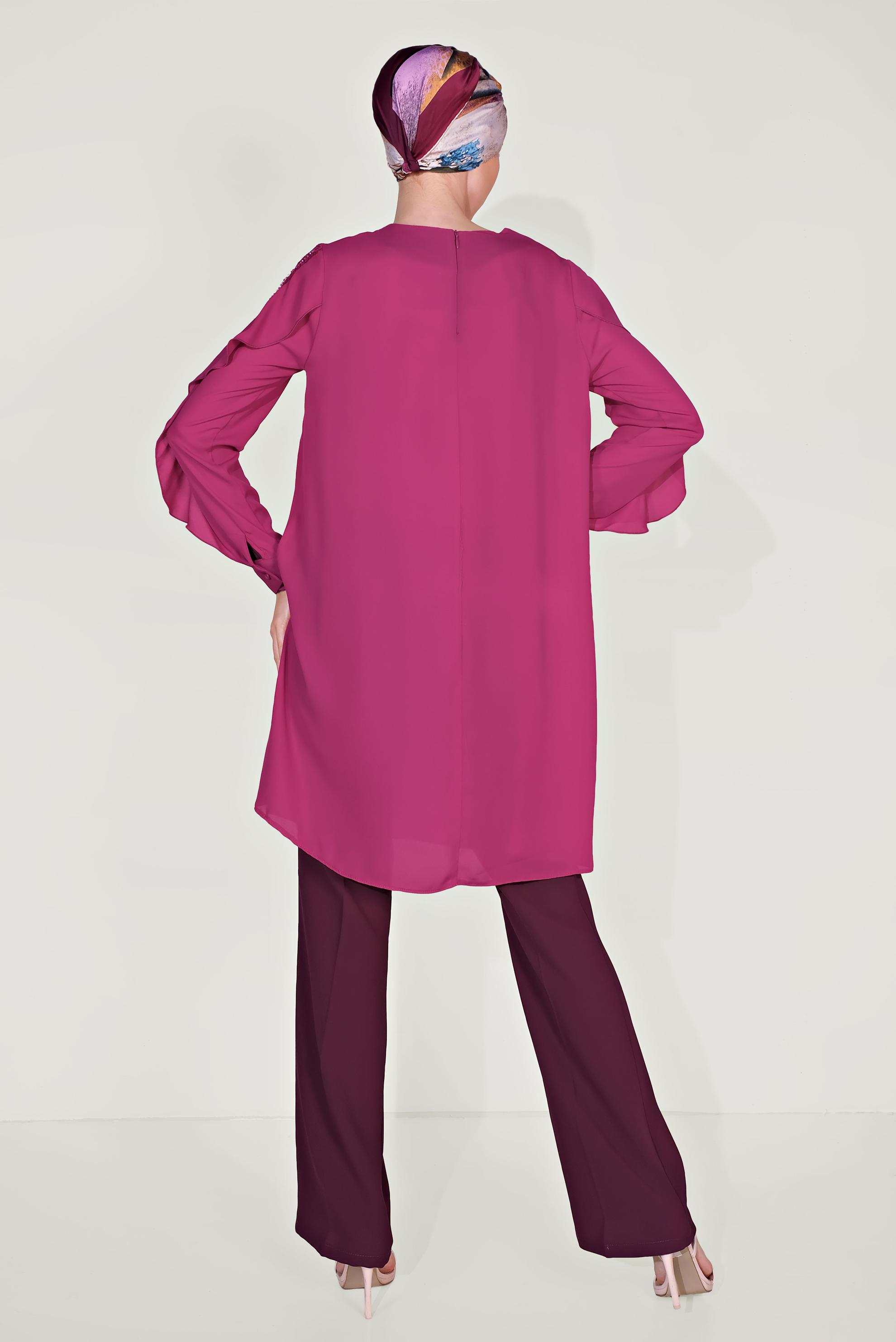 Tesettür giyim BORDO CEPLİ PANTOLON 70087