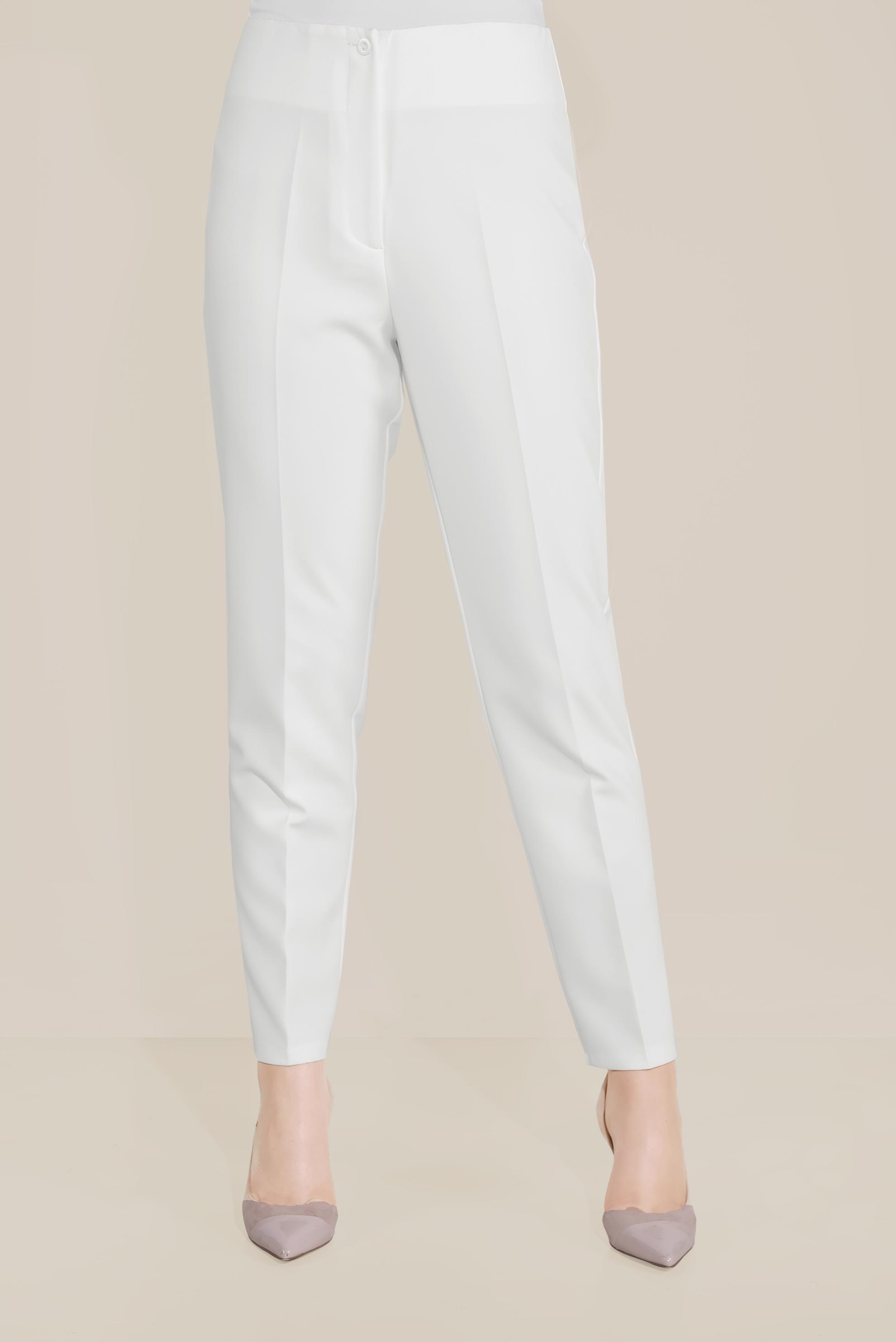 Tesettür giyim BEYAZ YÜKSEK BEL KLASİK PANTOLON 70092 