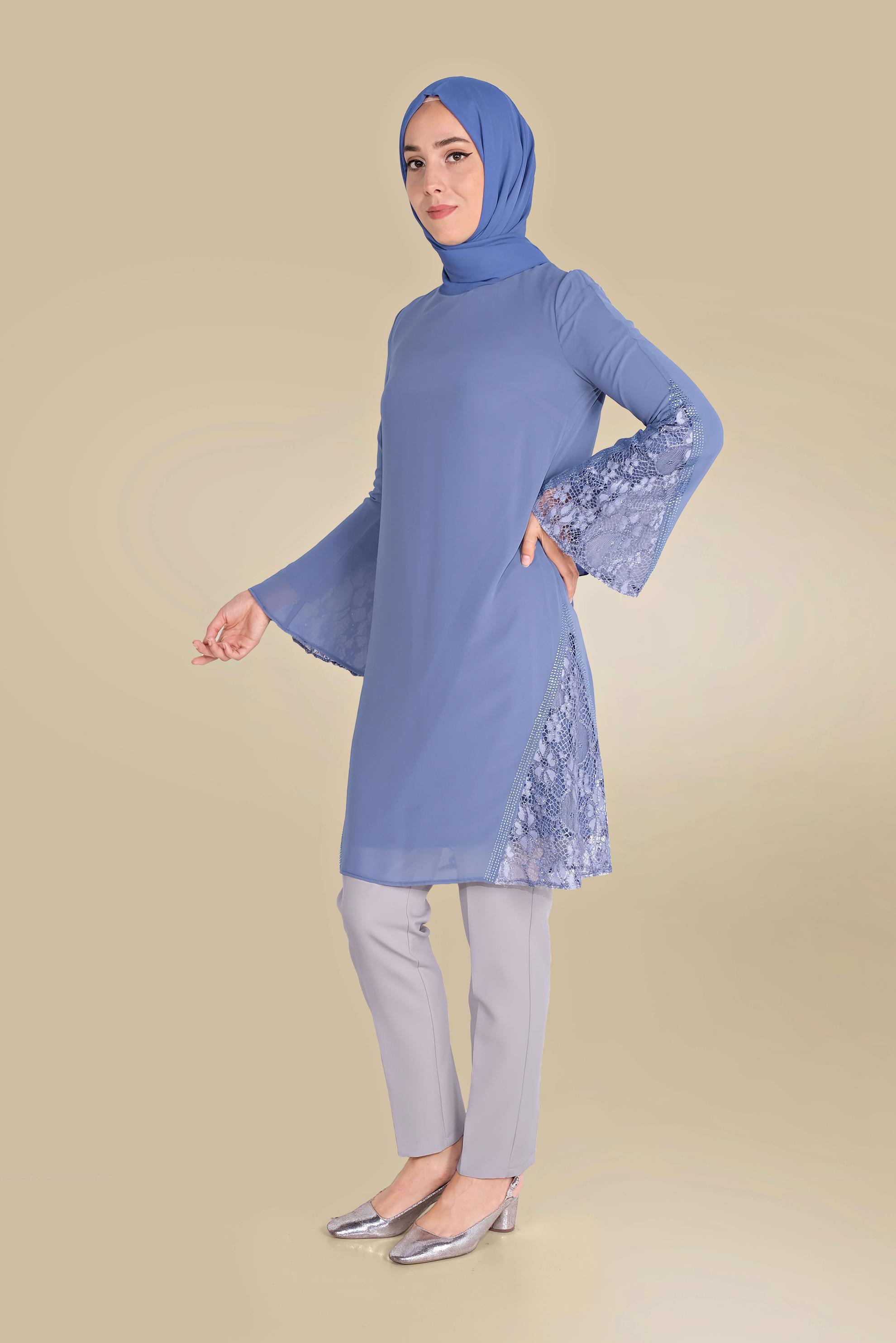 Tesettür giyim GRİ YÜKSEK BEL KLASİK PANTOLON 70092 