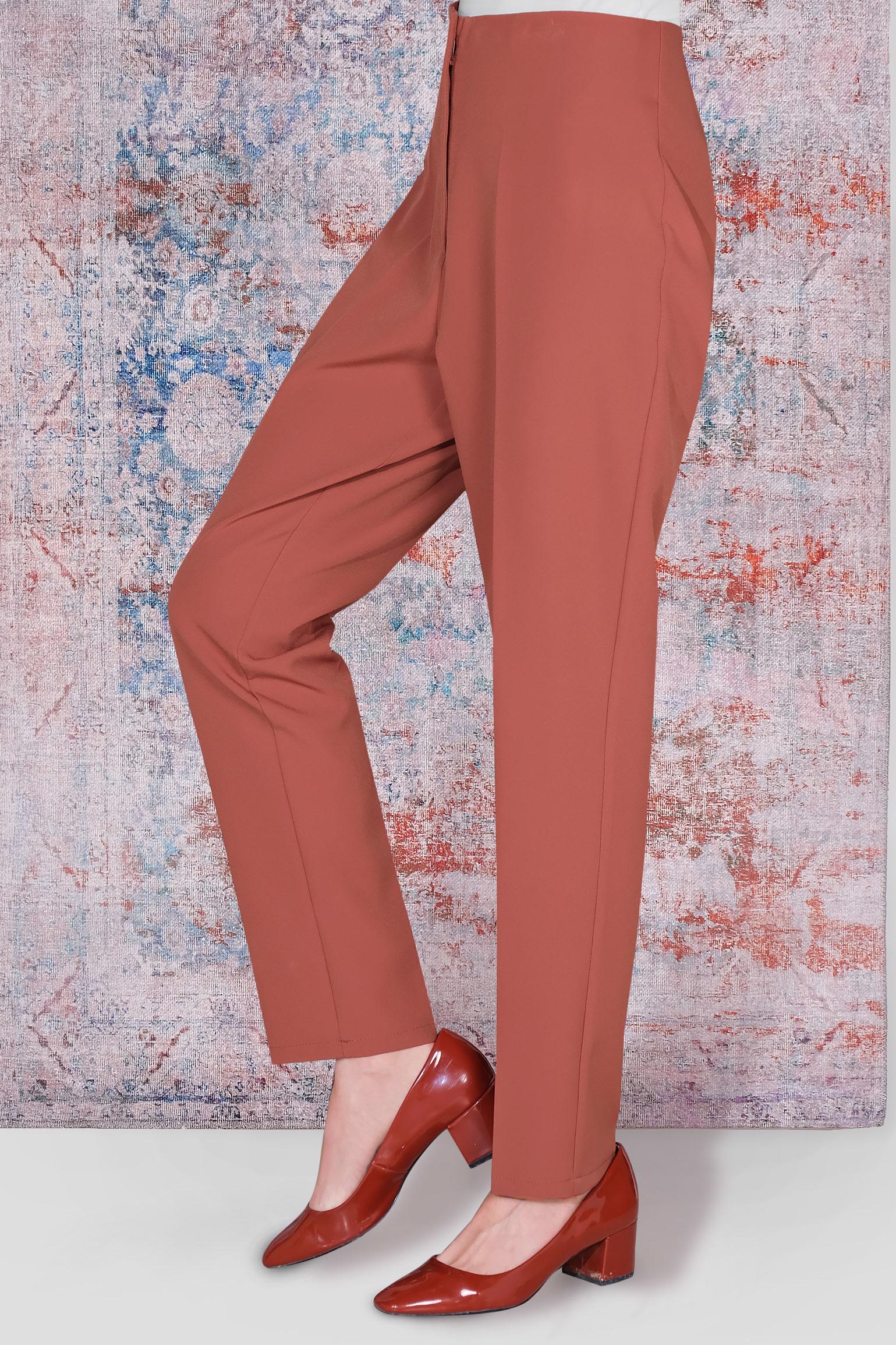 Tesettür giyim TURUNCU YÜKSEK BEL KLASİK PANTOLON 70092 