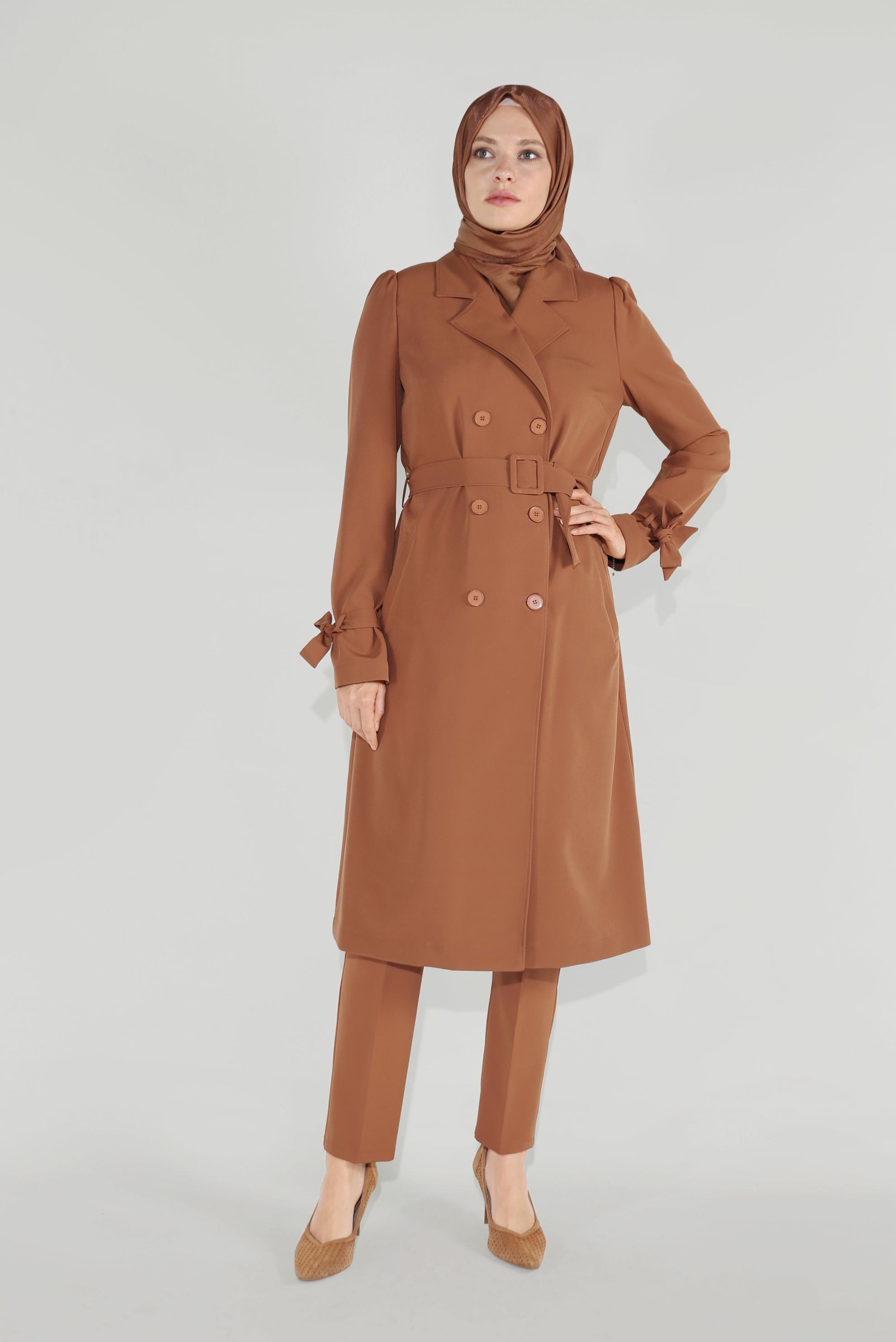 Tesettür giyim TABA YÜKSEK BEL KLASİK PANTOLON 70092 