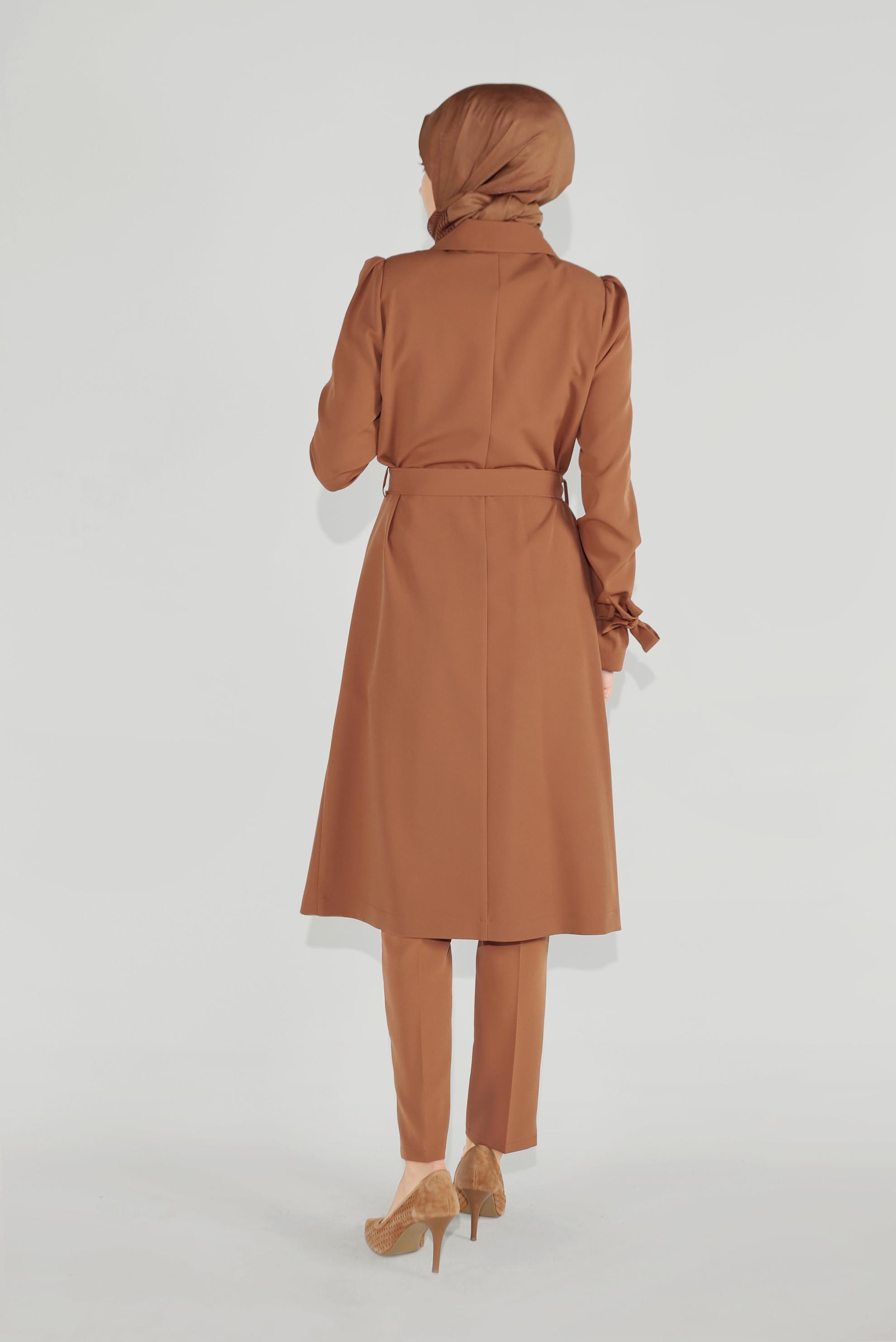 Tesettür giyim TABA YÜKSEK BEL KLASİK PANTOLON 70092 