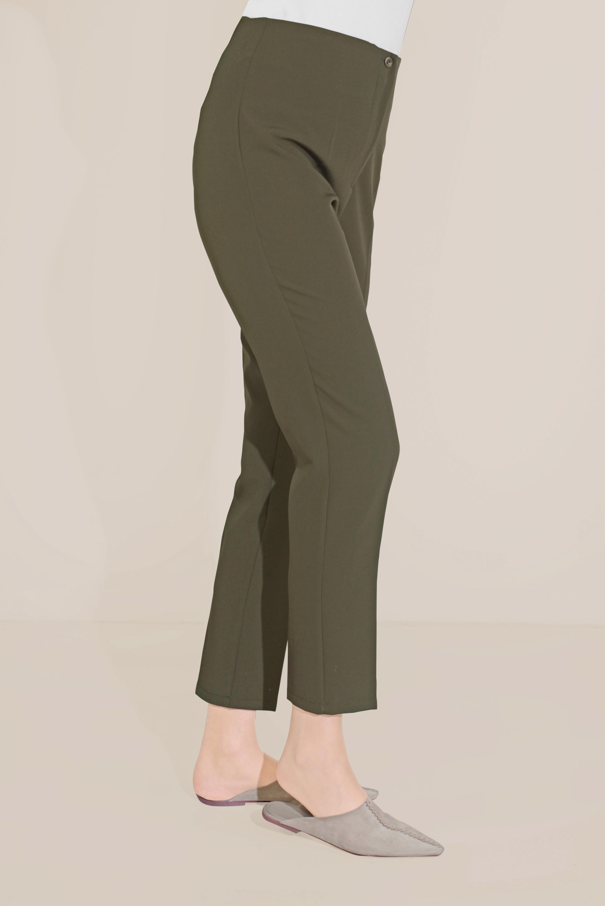 Tesettür giyim HAKİ YÜKSEK BEL KLASİK PANTOLON 70092 