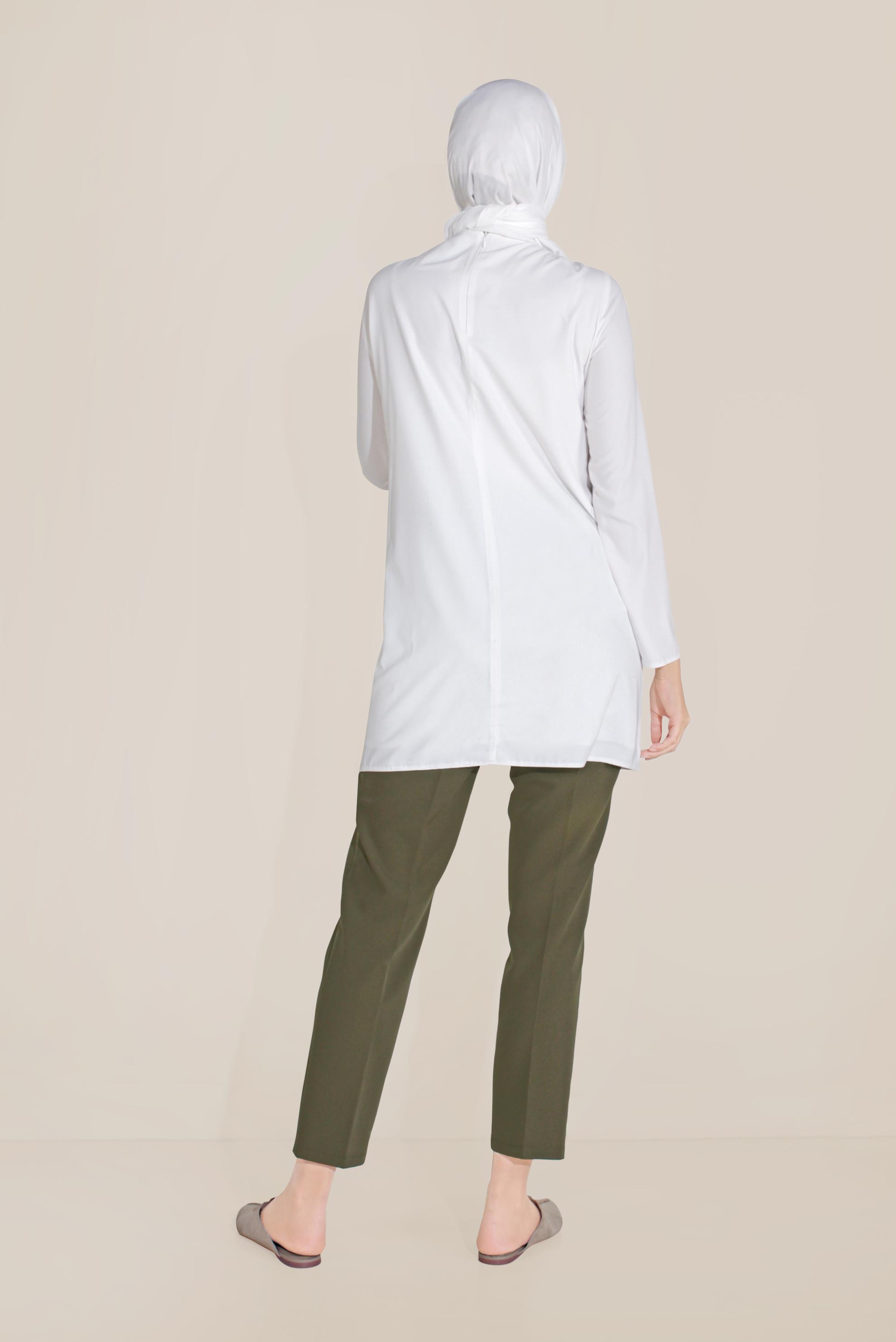 Tesettür giyim HAKİ YÜKSEK BEL KLASİK PANTOLON 70092 