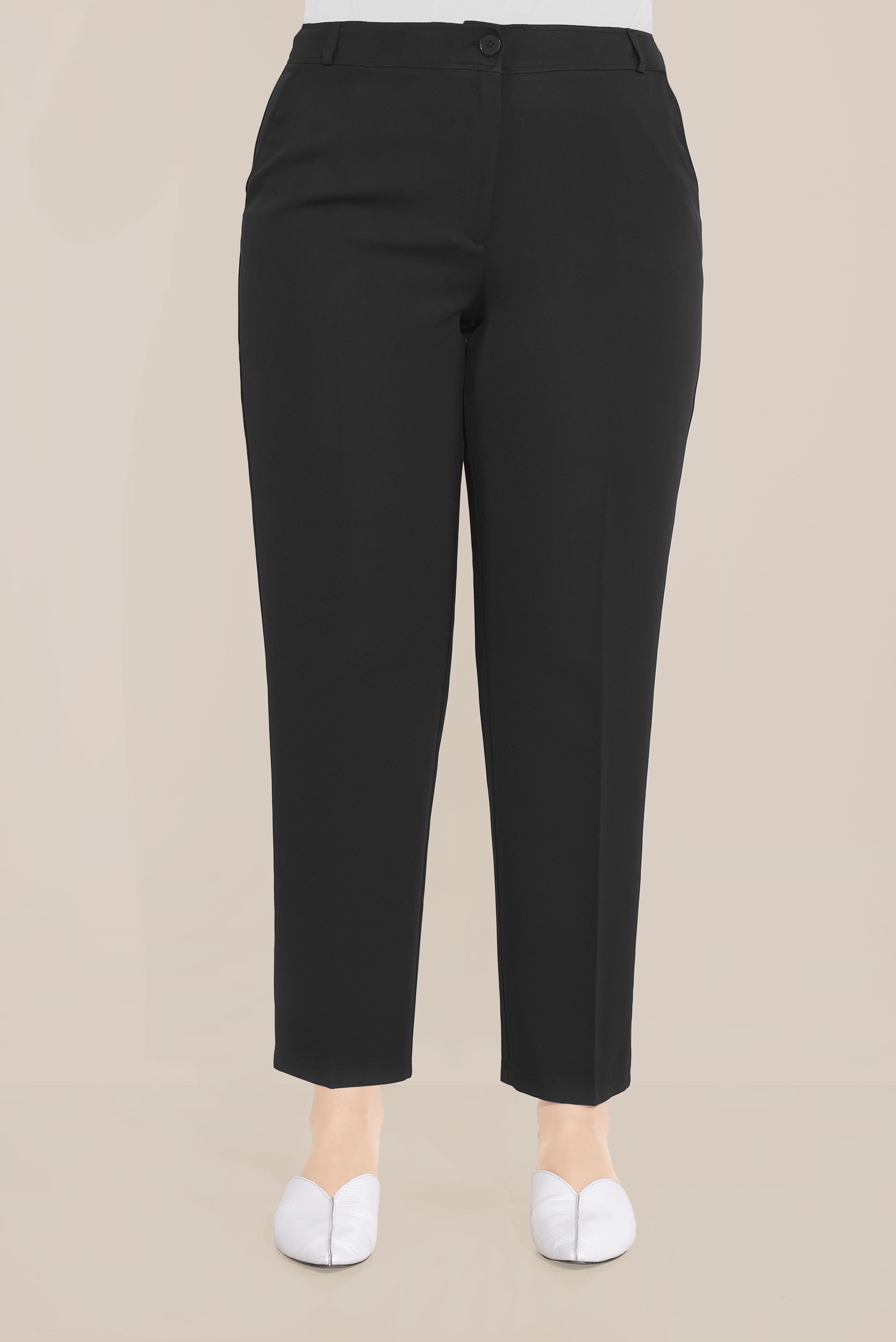 Tesettür giyim SİYAH KLASİK KESİM DÜĞMELİ PANTOLON 70099 