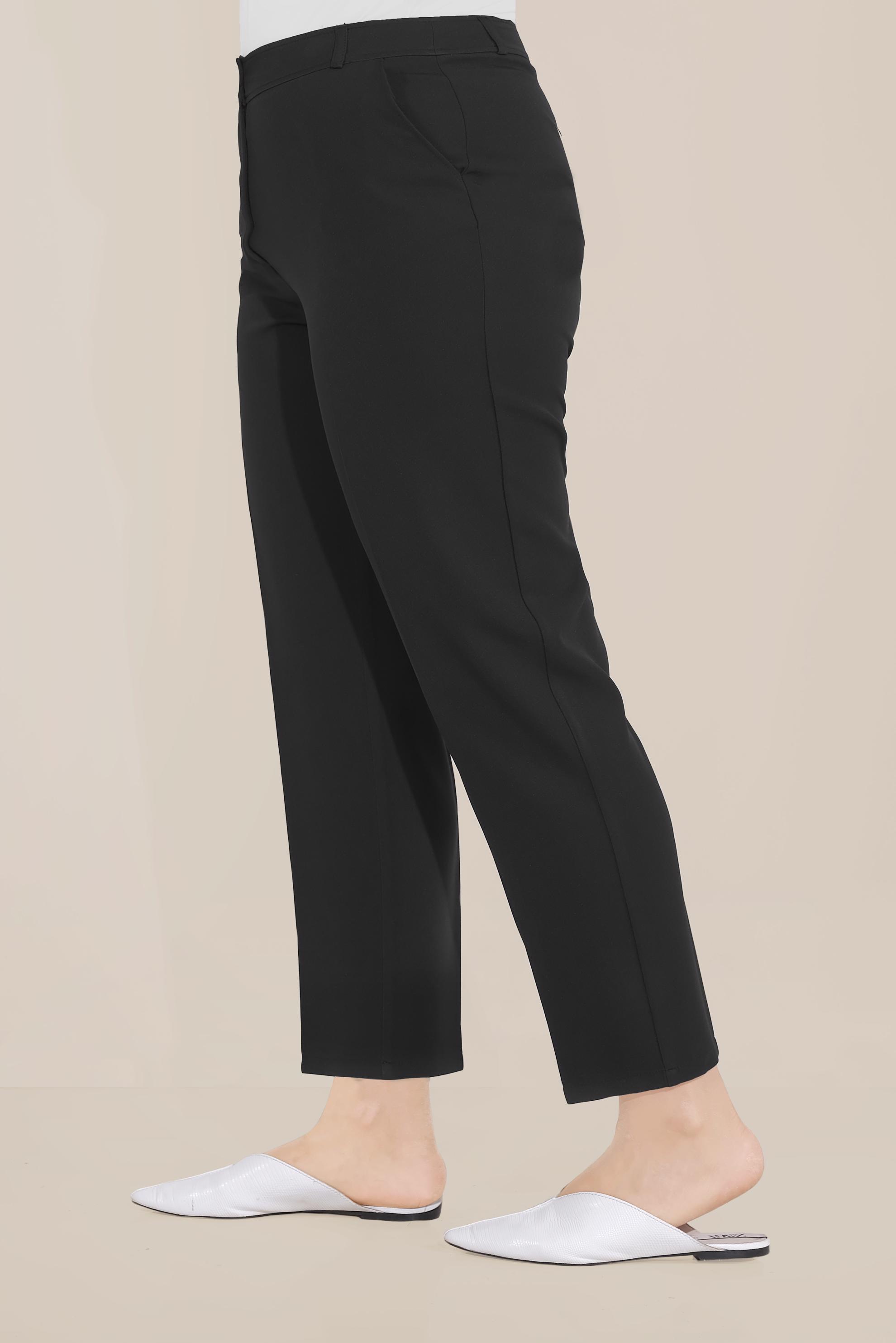 Tesettür giyim SİYAH KLASİK KESİM DÜĞMELİ PANTOLON 70099 