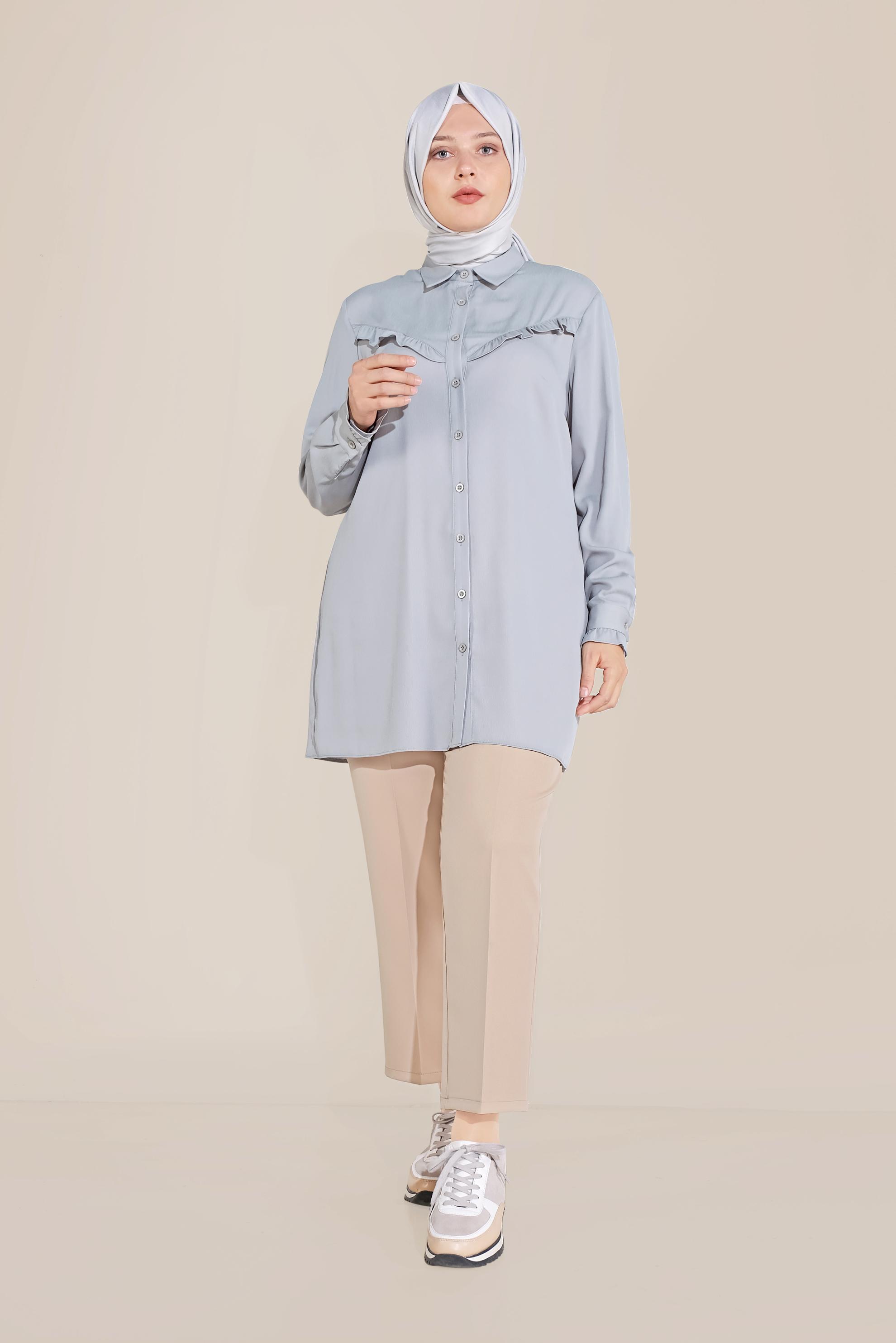 Tesettür giyim KAHVE KLASİK KESİM DÜĞMELİ PANTOLON 70099 