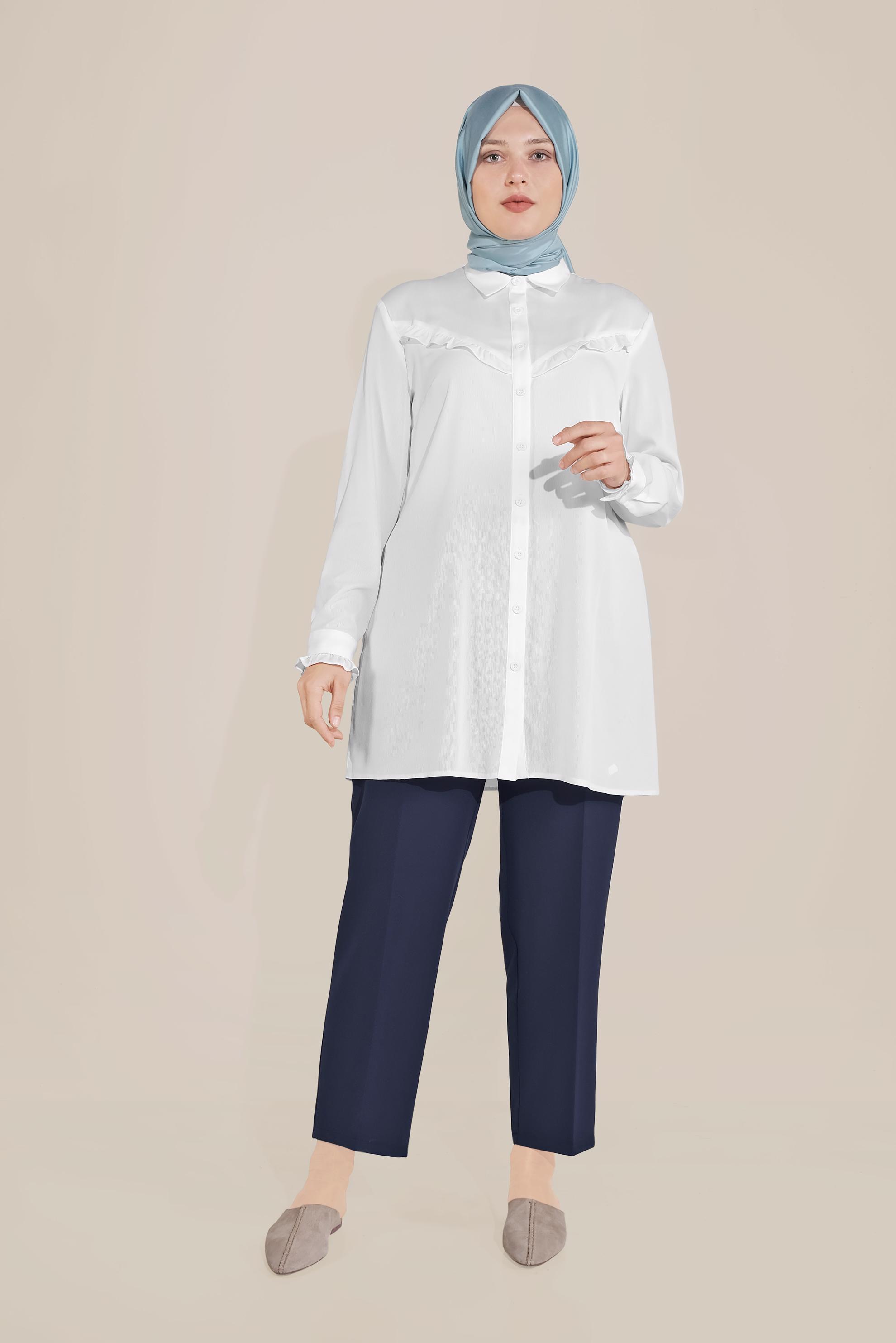 Tesettür giyim LACİVERT KLASİK KESİM DÜĞMELİ PANTOLON 70099 