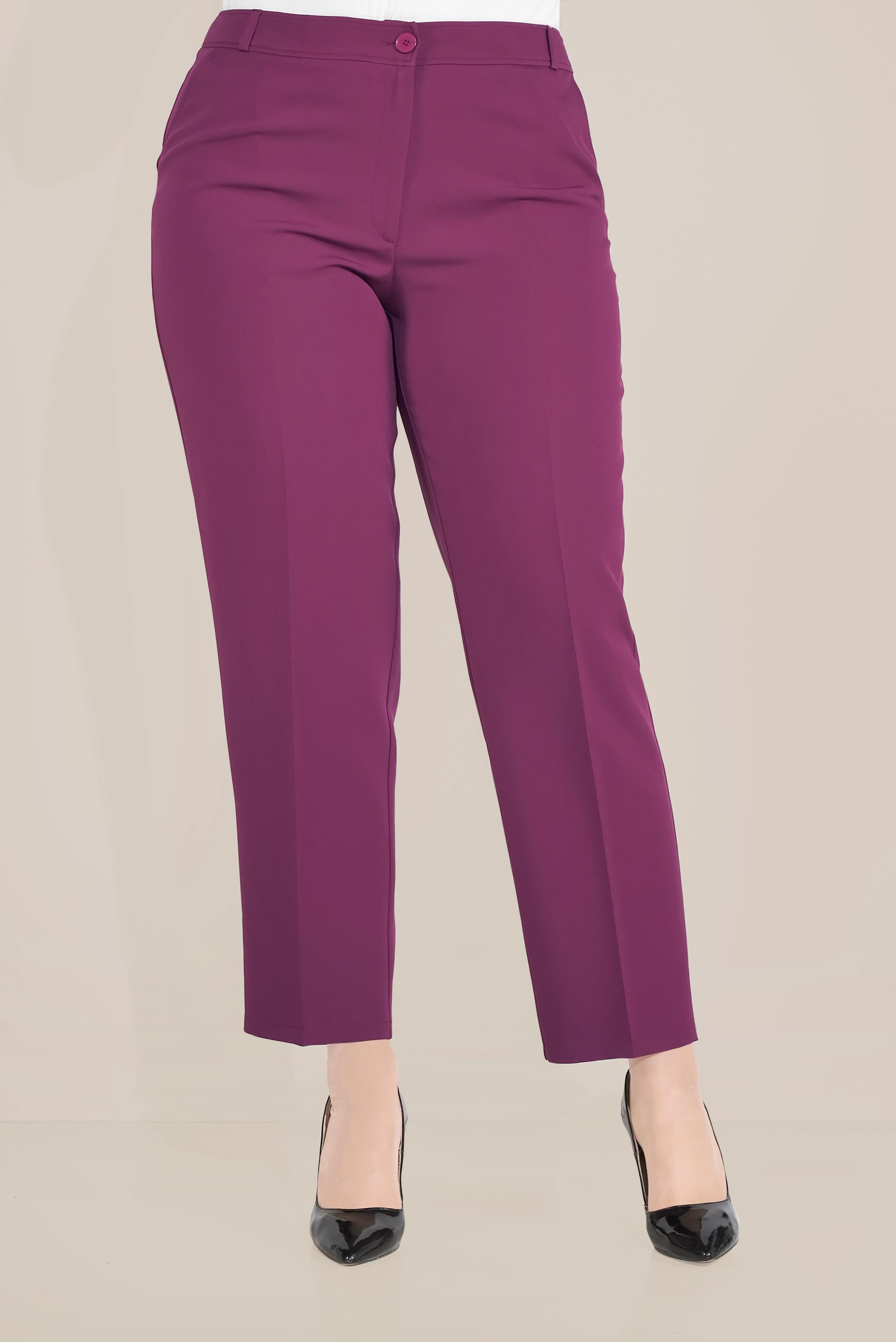 Tesettür giyim MOR KLASİK KESİM DÜĞMELİ PANTOLON 70099 