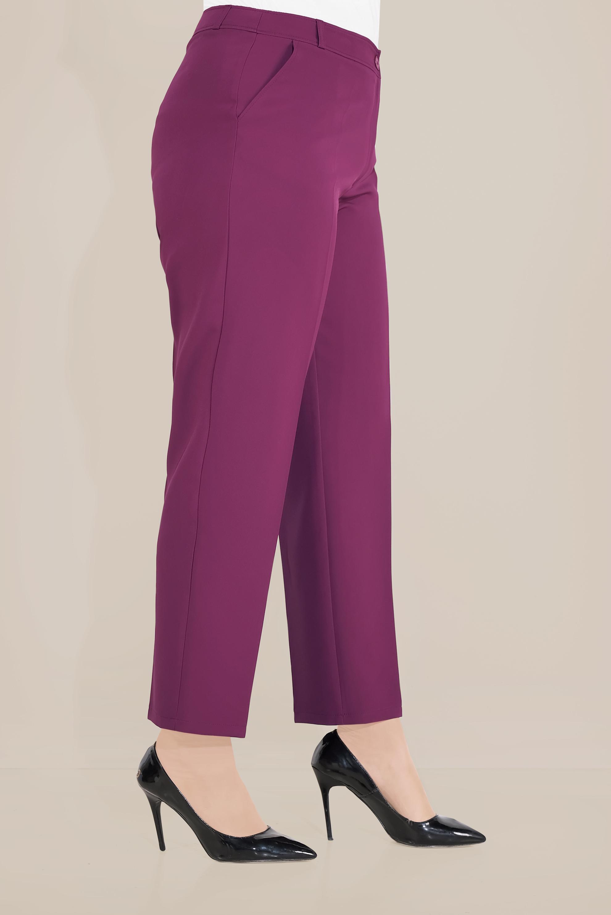 Tesettür giyim MOR KLASİK KESİM DÜĞMELİ PANTOLON 70099 