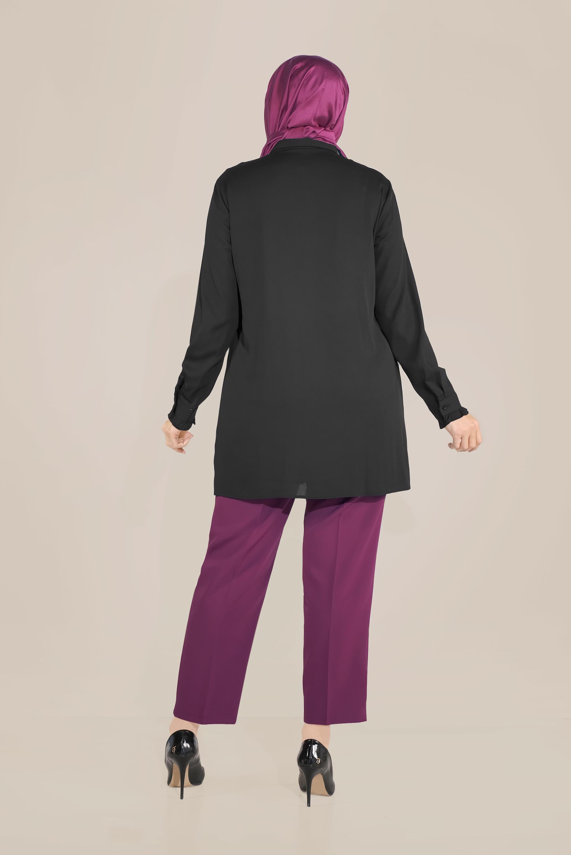 Tesettür giyim MOR KLASİK KESİM DÜĞMELİ PANTOLON 70099 