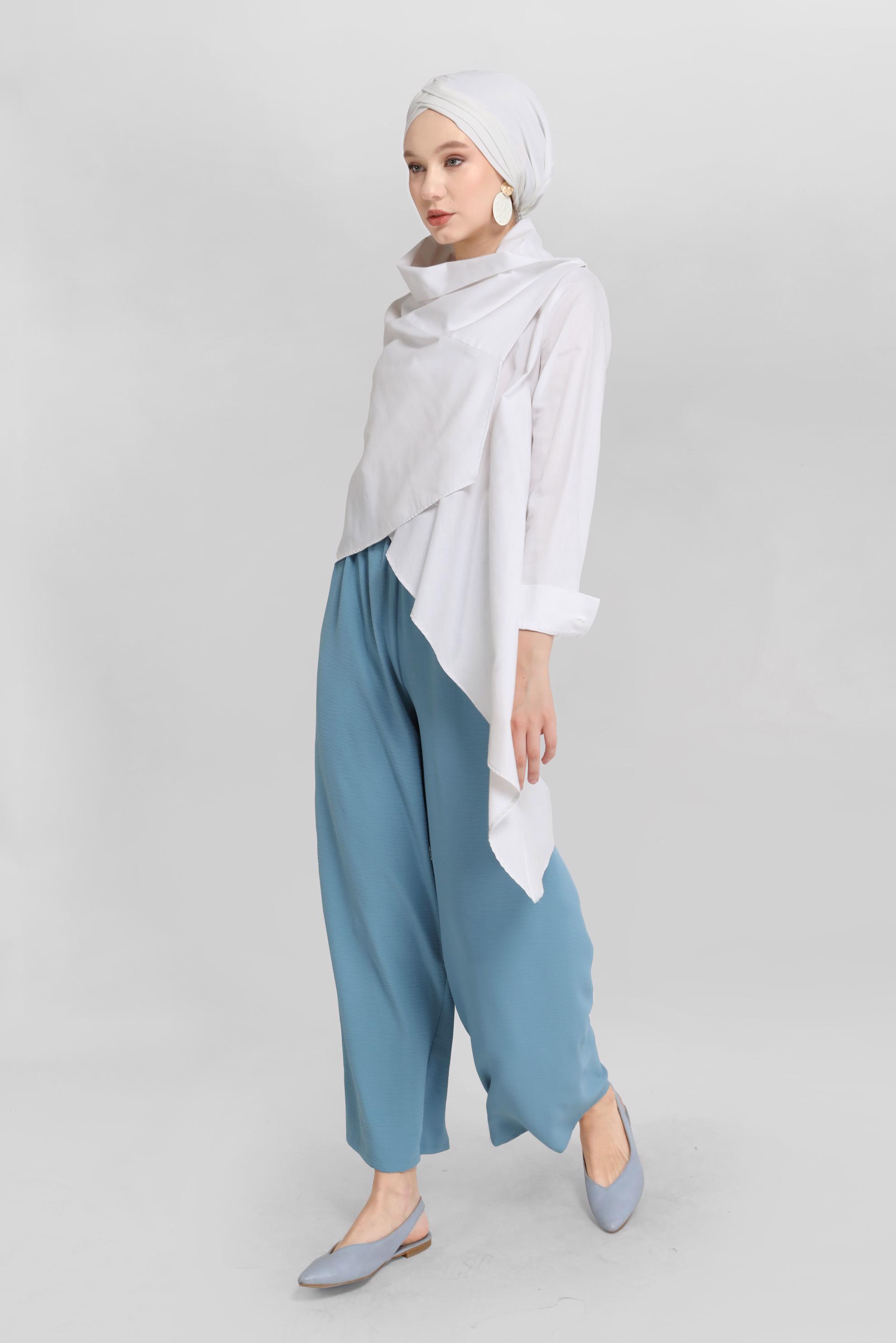 Tesettür giyim MAVİ BOL KESİM PANTOLON 70160 