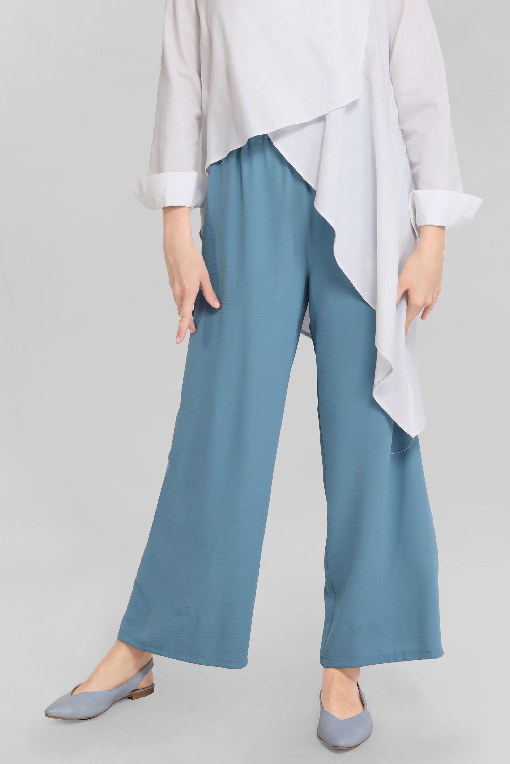 Tesettür giyim MAVİ BOL KESİM PANTOLON 70160 