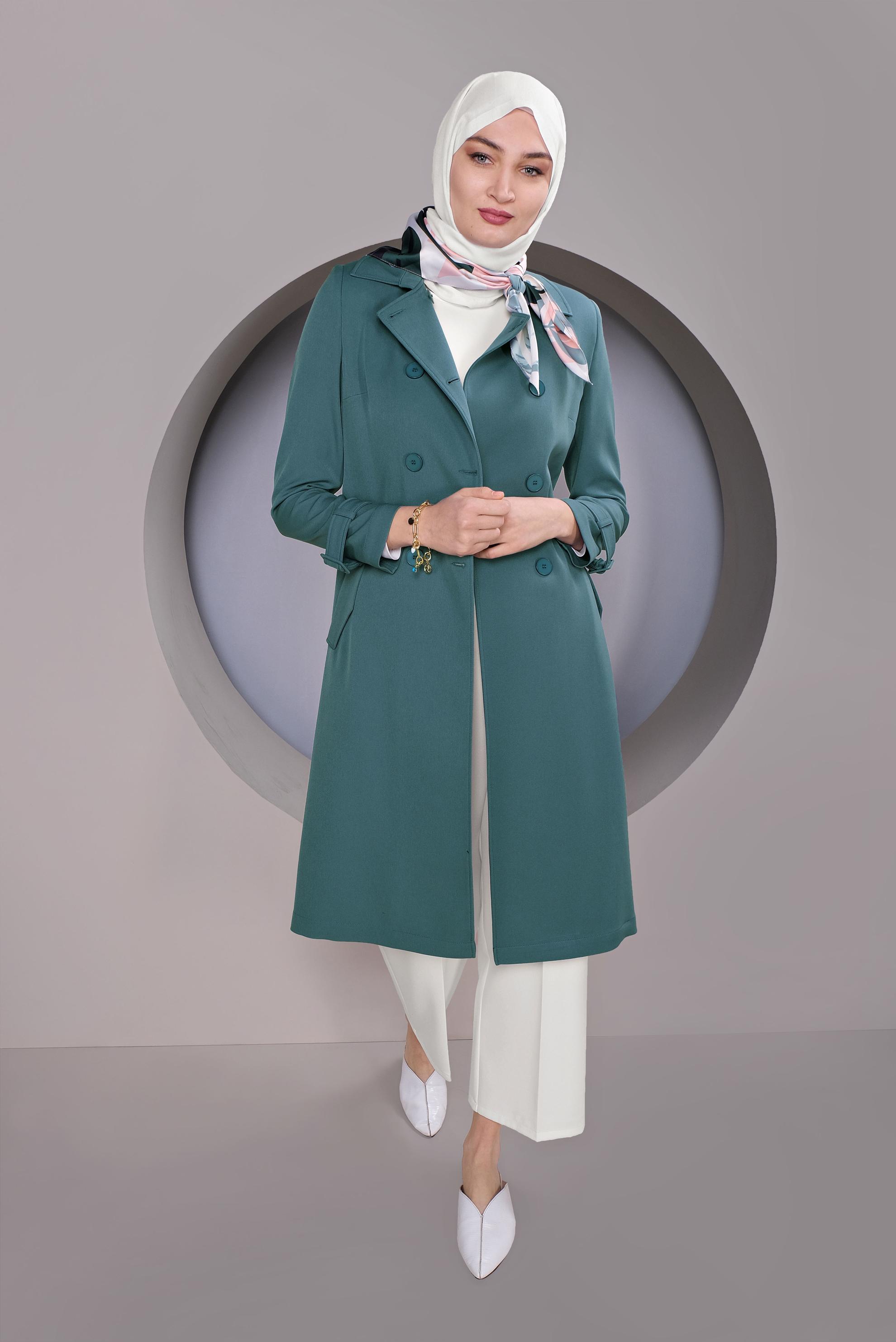 Tesettür giyim BEYAZ BEL KISMI LASTİKLİ PANTOLON 70161