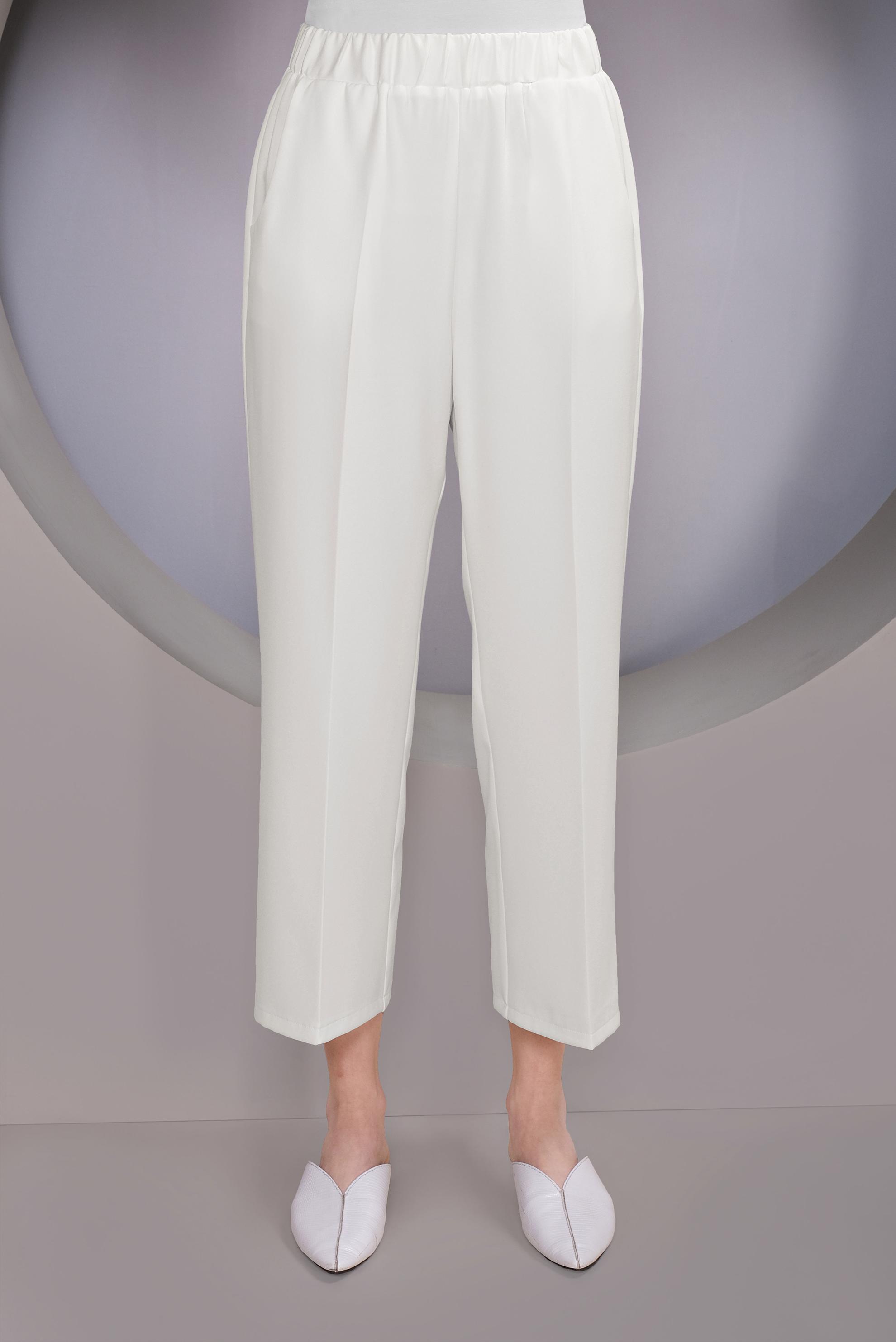 Tesettür giyim BEYAZ BEL KISMI LASTİKLİ PANTOLON 70161