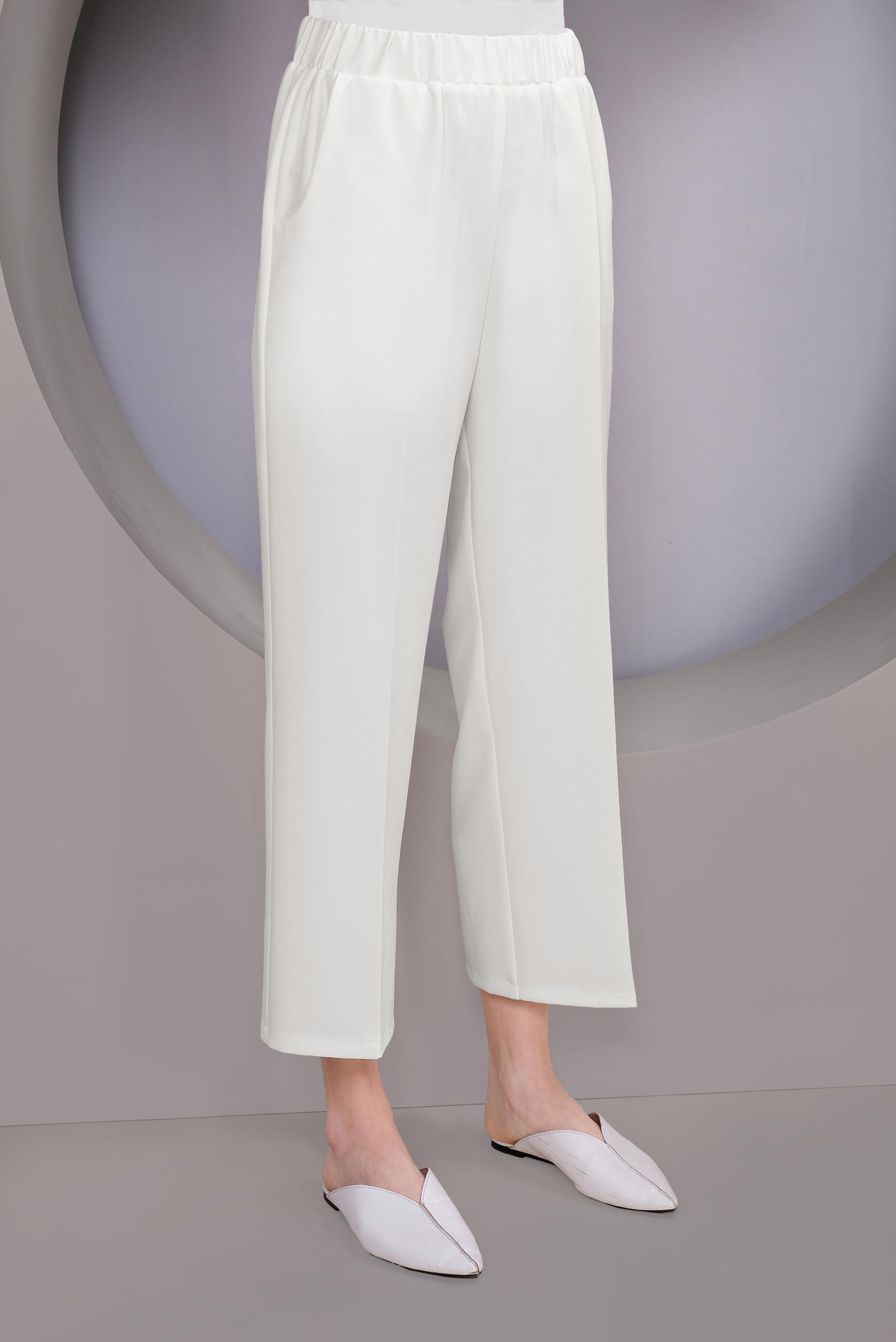 Tesettür giyim BEYAZ BEL KISMI LASTİKLİ PANTOLON 70161