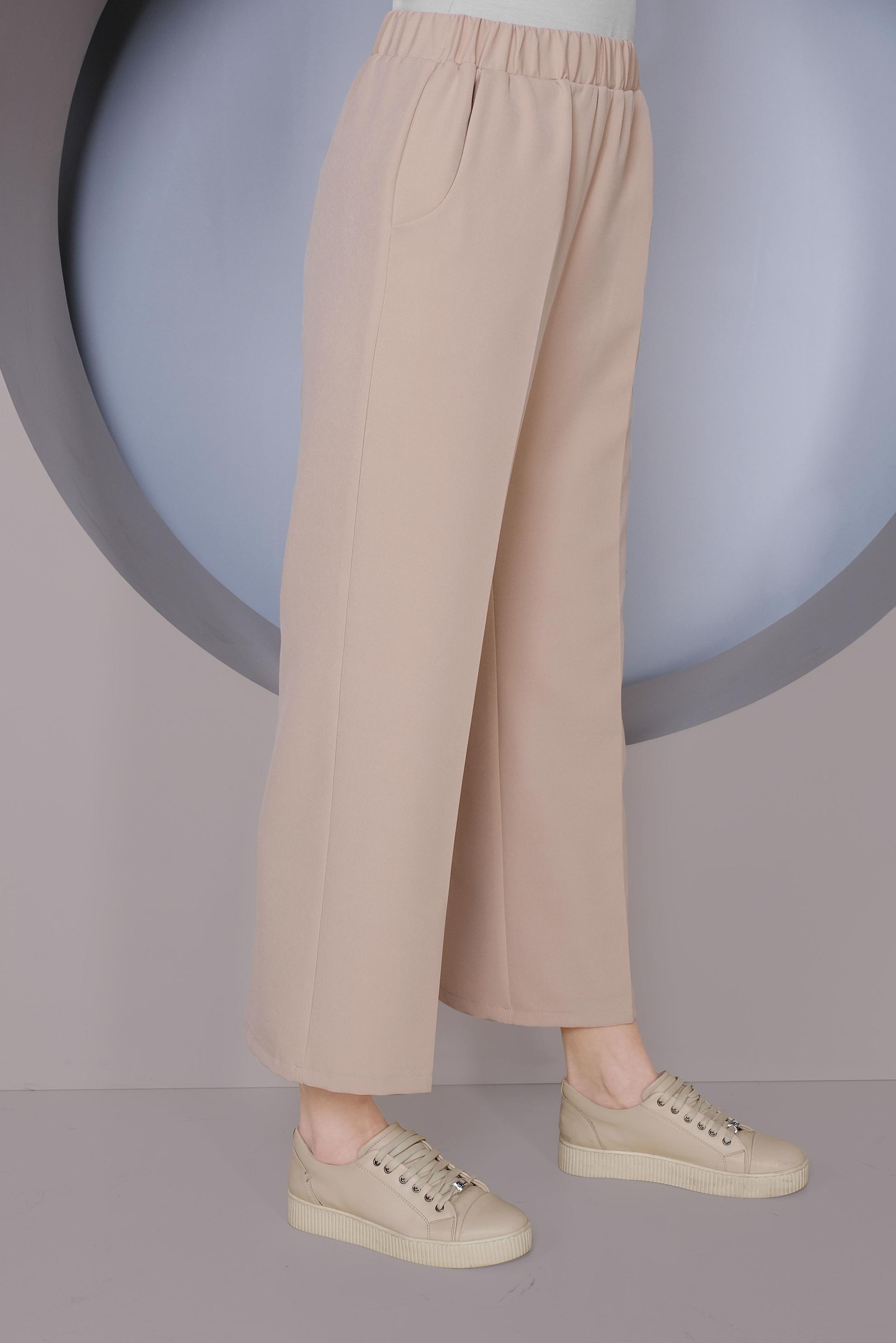 Tesettür giyim BEJ BEL KISMI LASTİKLİ PANTOLON 70161