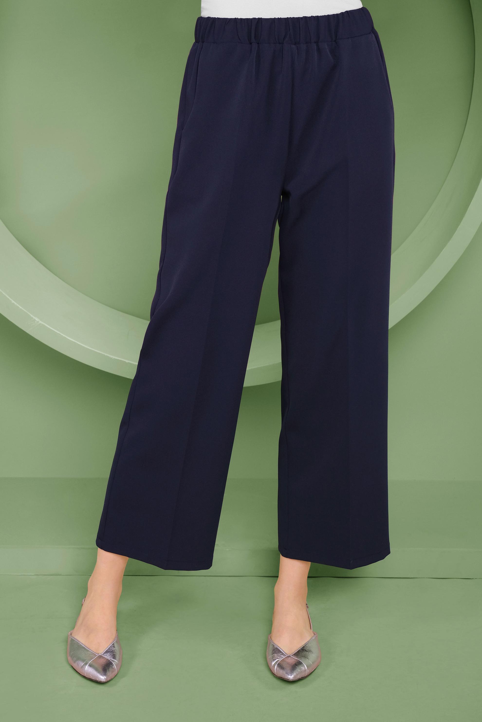 Tesettür giyim LACİVERT BEL KISMI LASTİKLİ PANTOLON 70161