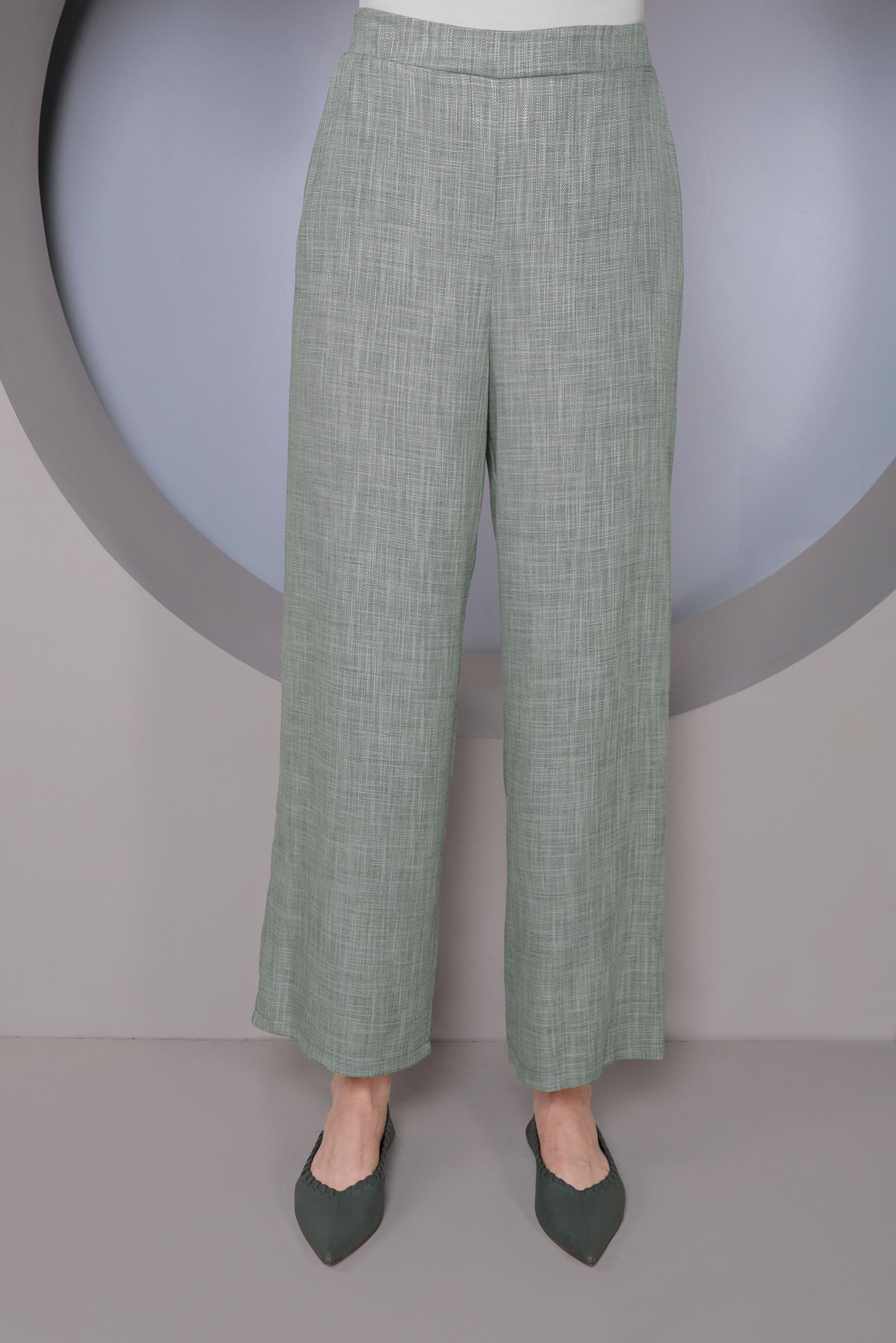 Tesettür giyim GRİ CEPLİ KETEN GÖRÜNÜMLÜ PANTOLON 70162