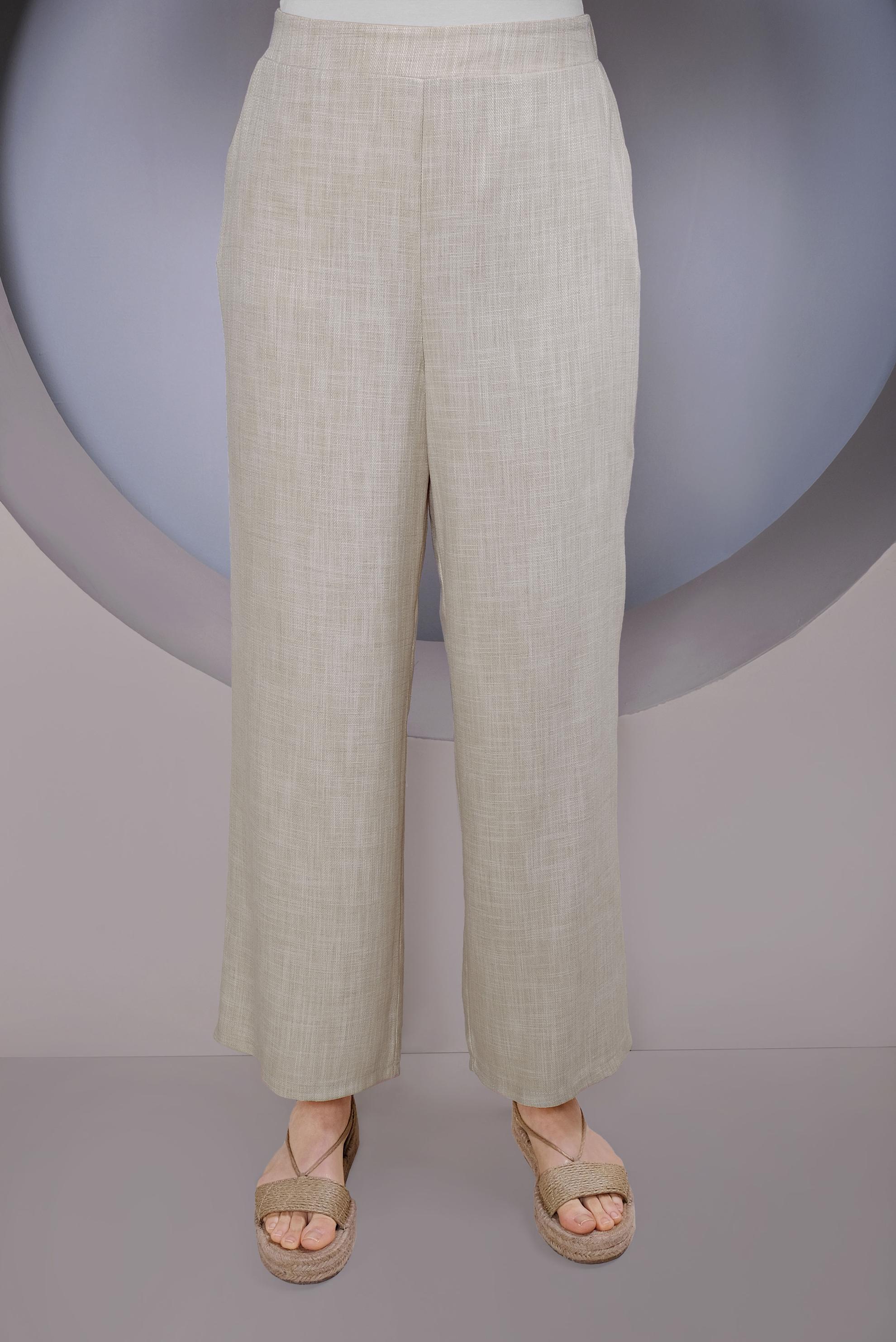 Tesettür giyim BEJ CEPLİ KETEN GÖRÜNÜMLÜ PANTOLON 70162