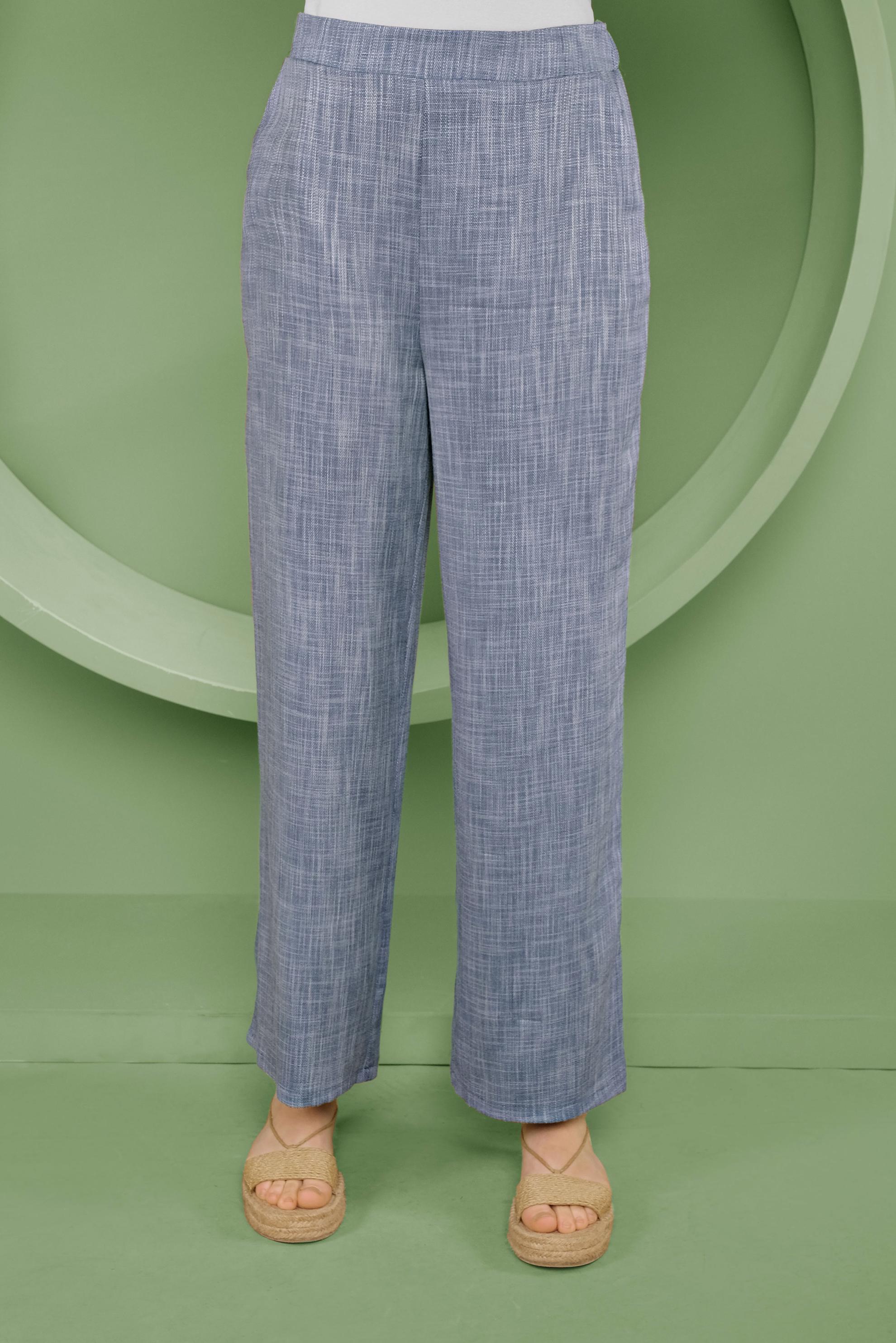 Tesettür giyim LACİVERT CEPLİ KETEN GÖRÜNÜMLÜ PANTOLON 70162