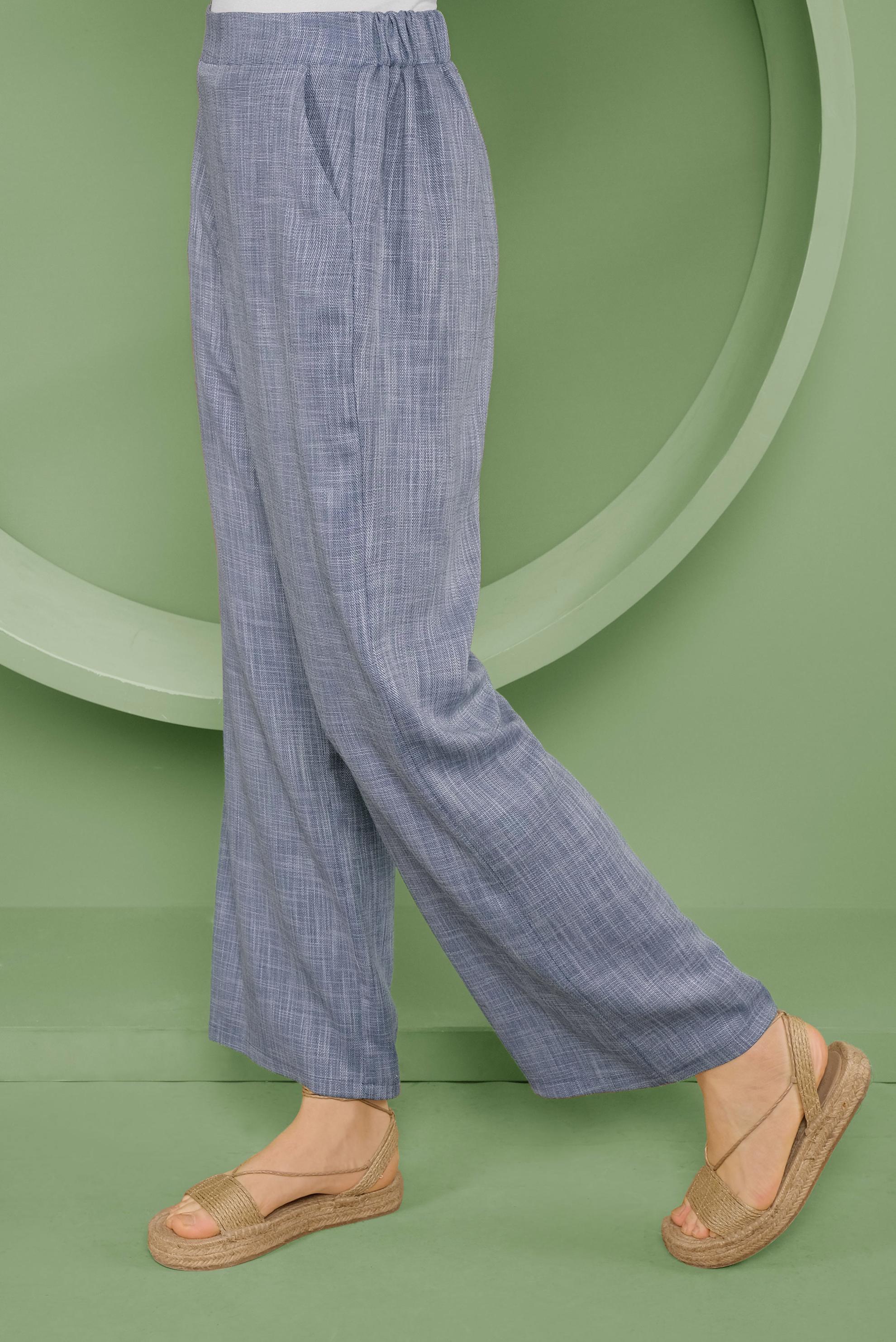 Tesettür giyim LACİVERT CEPLİ KETEN GÖRÜNÜMLÜ PANTOLON 70162