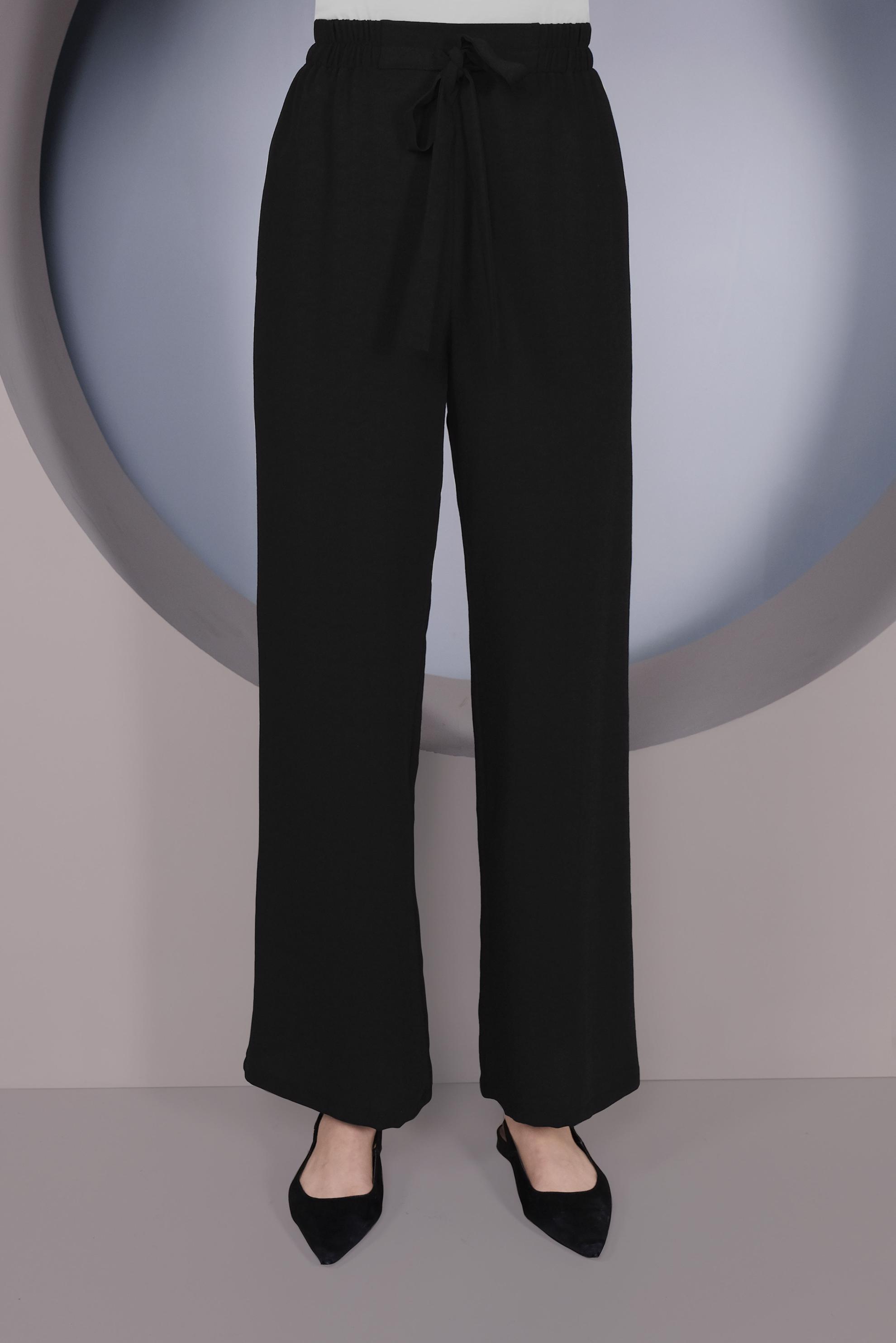 Tesettür giyim SİYAH BEL KISMI BÜZGÜ BAĞCIKLI SALAŞ PANTOLON 70163