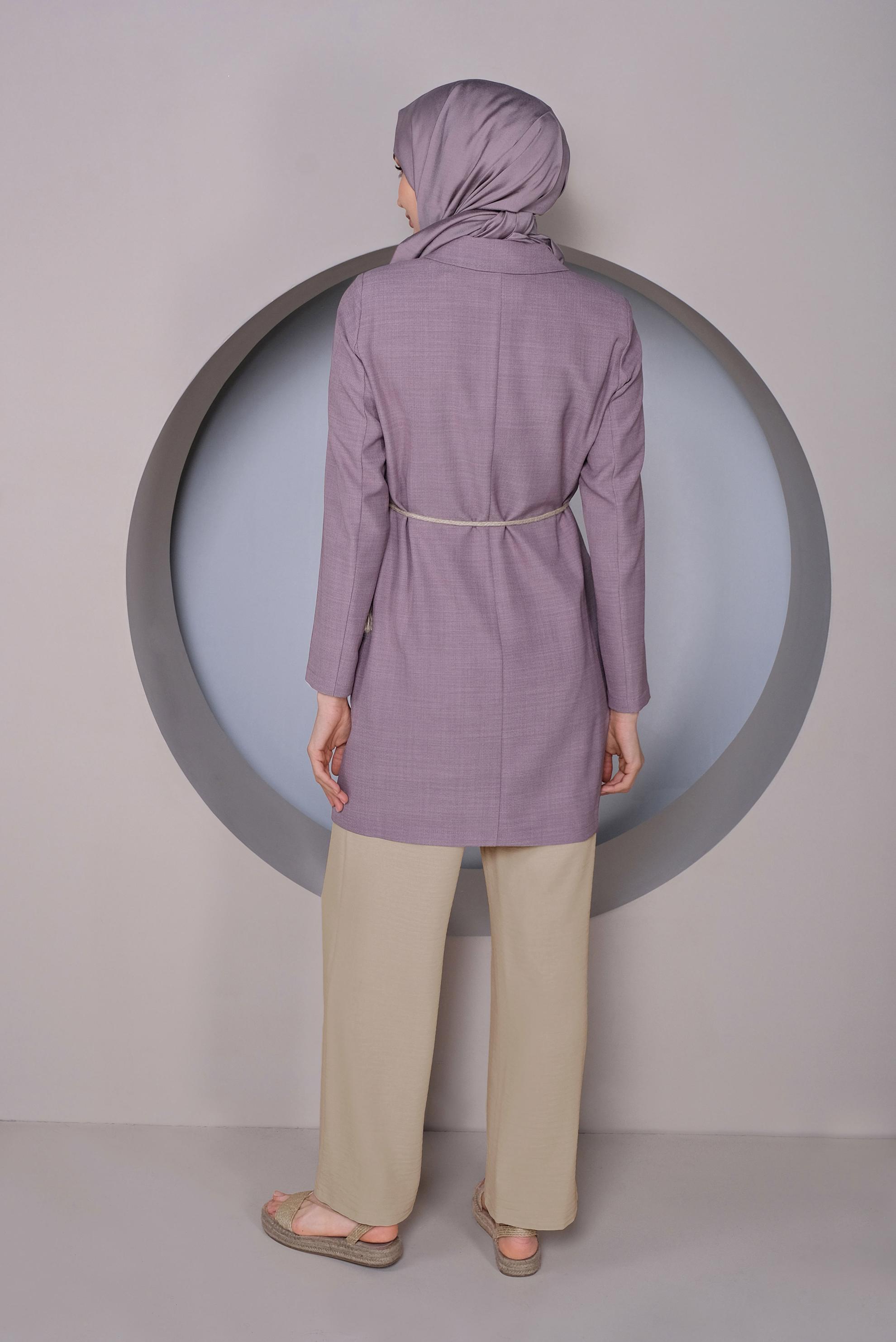 Tesettür giyim BEJ BEL KISMI BÜZGÜ BAĞCIKLI SALAŞ PANTOLON 70163