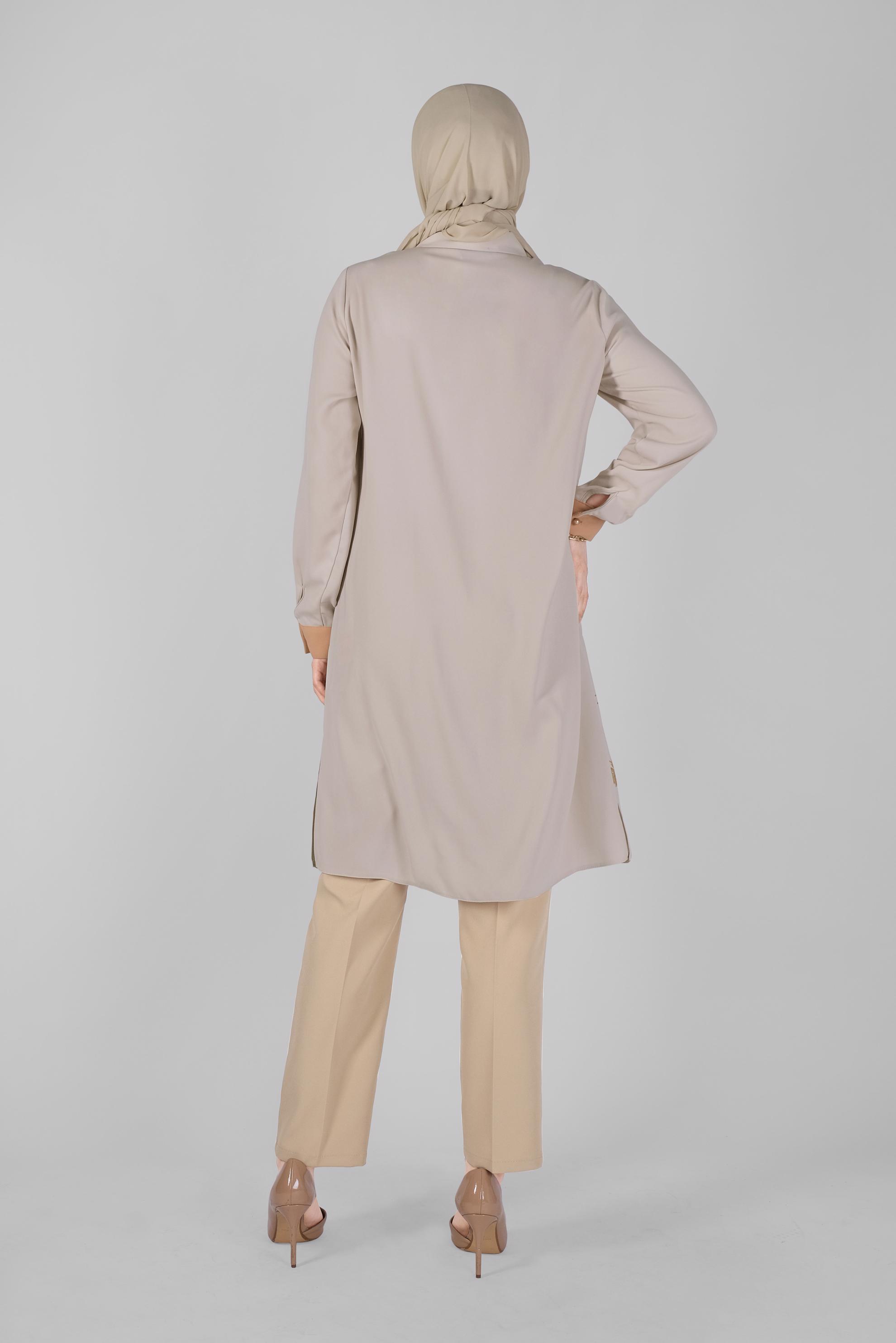 Tesettür giyim BEJ YÜKSEK BEL KLASİK PANTOLON 70164