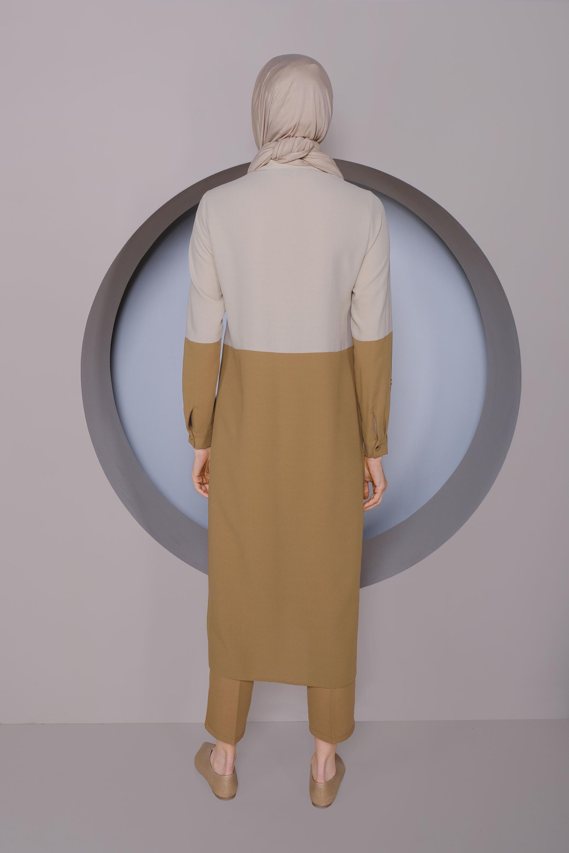 Tesettür giyim SARI YÜKSEK BEL KLASİK PANTOLON 70164