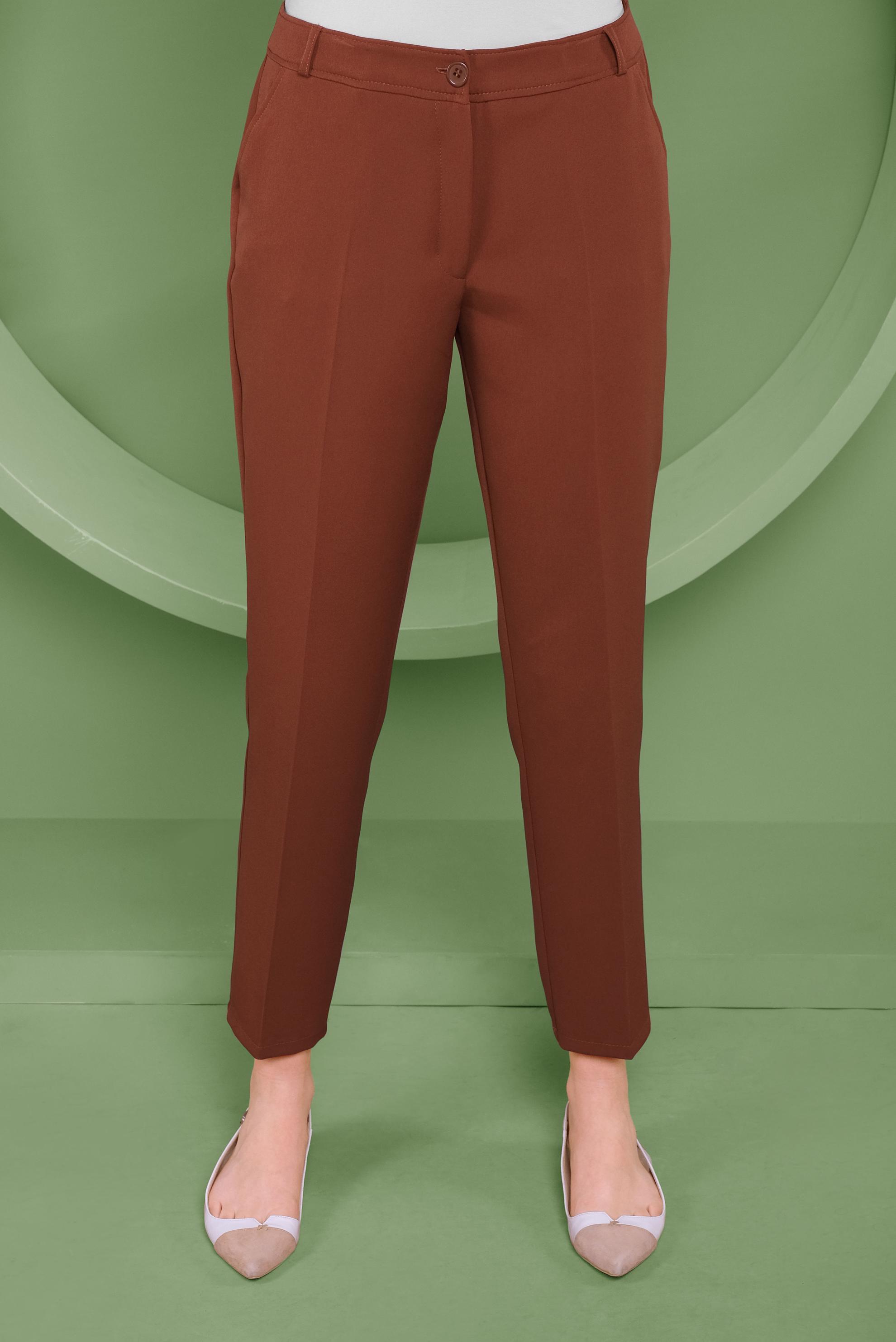 Tesettür giyim KAHVE YÜKSEK BEL KLASİK PANTOLON 70164