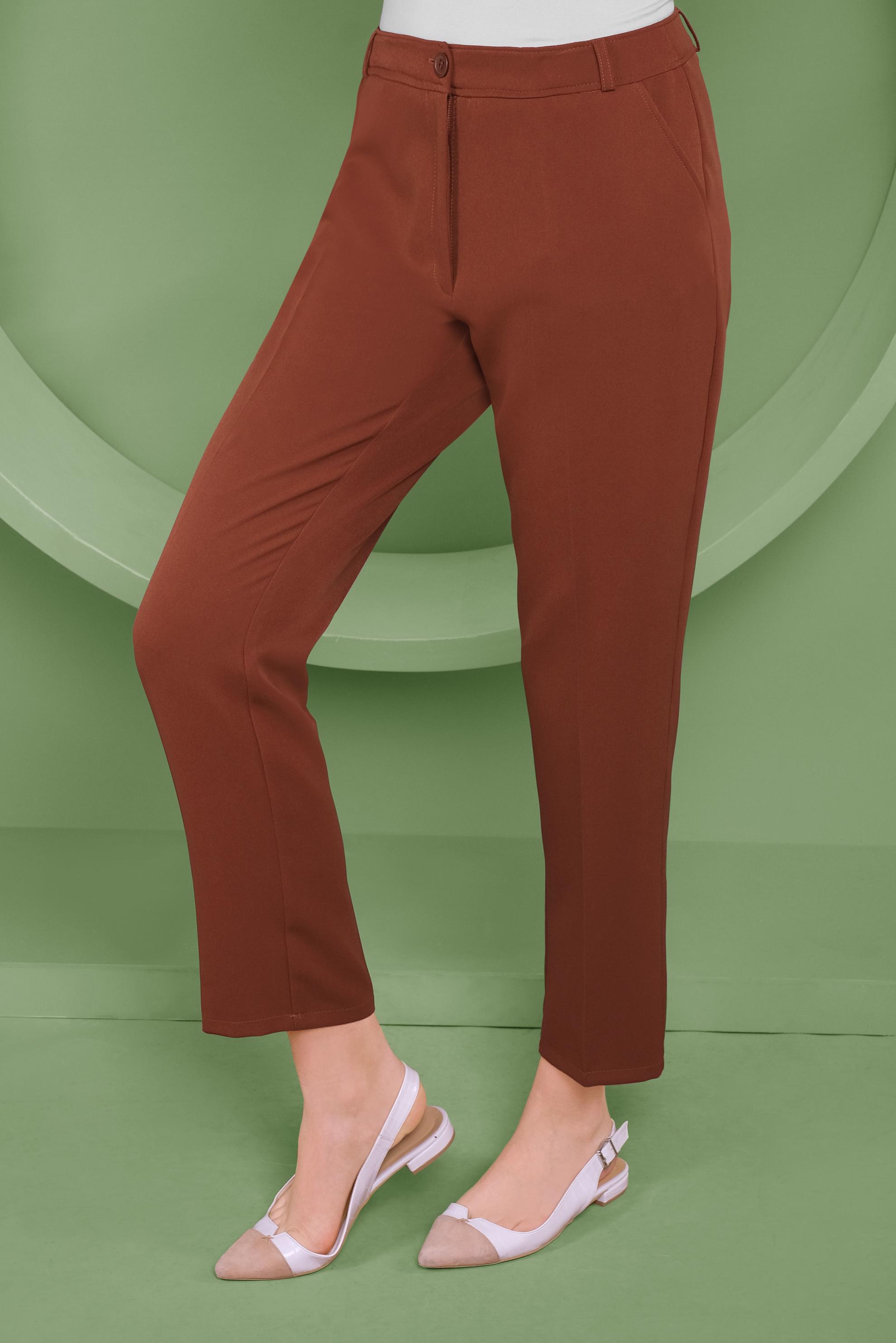 Tesettür giyim KAHVE YÜKSEK BEL KLASİK PANTOLON 70164