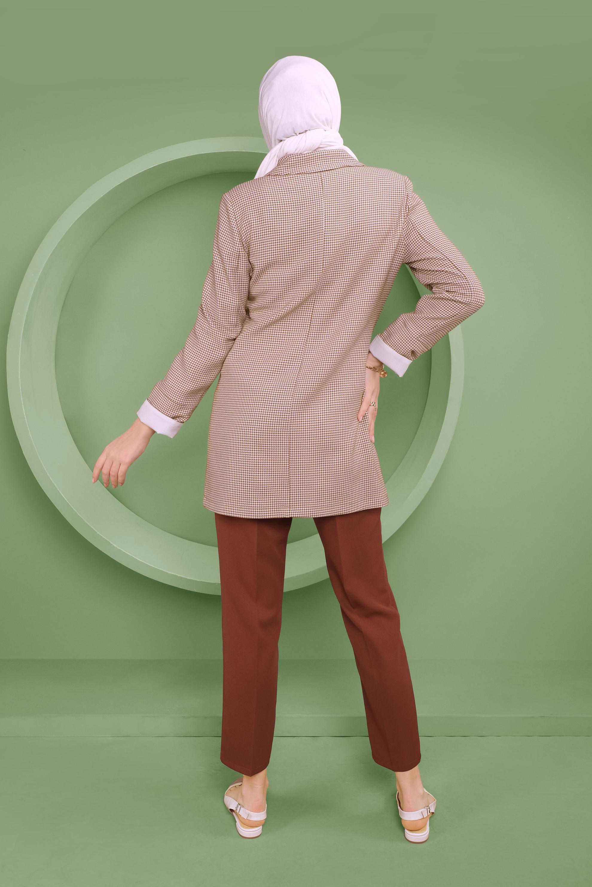 Tesettür giyim KAHVE YÜKSEK BEL KLASİK PANTOLON 70164