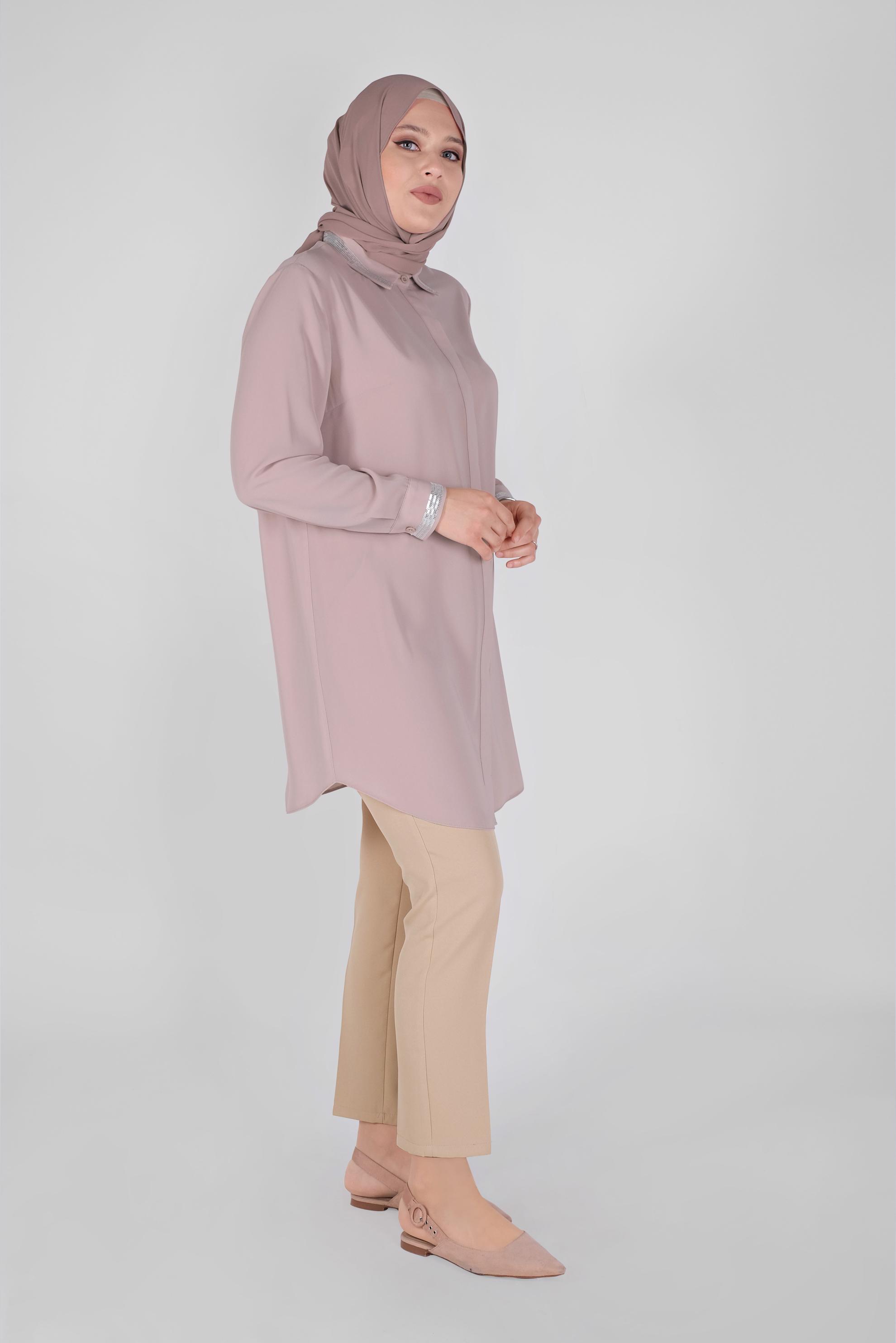 Tesettür giyim BEJ YÜKSEK BEL PANTOLON 70165