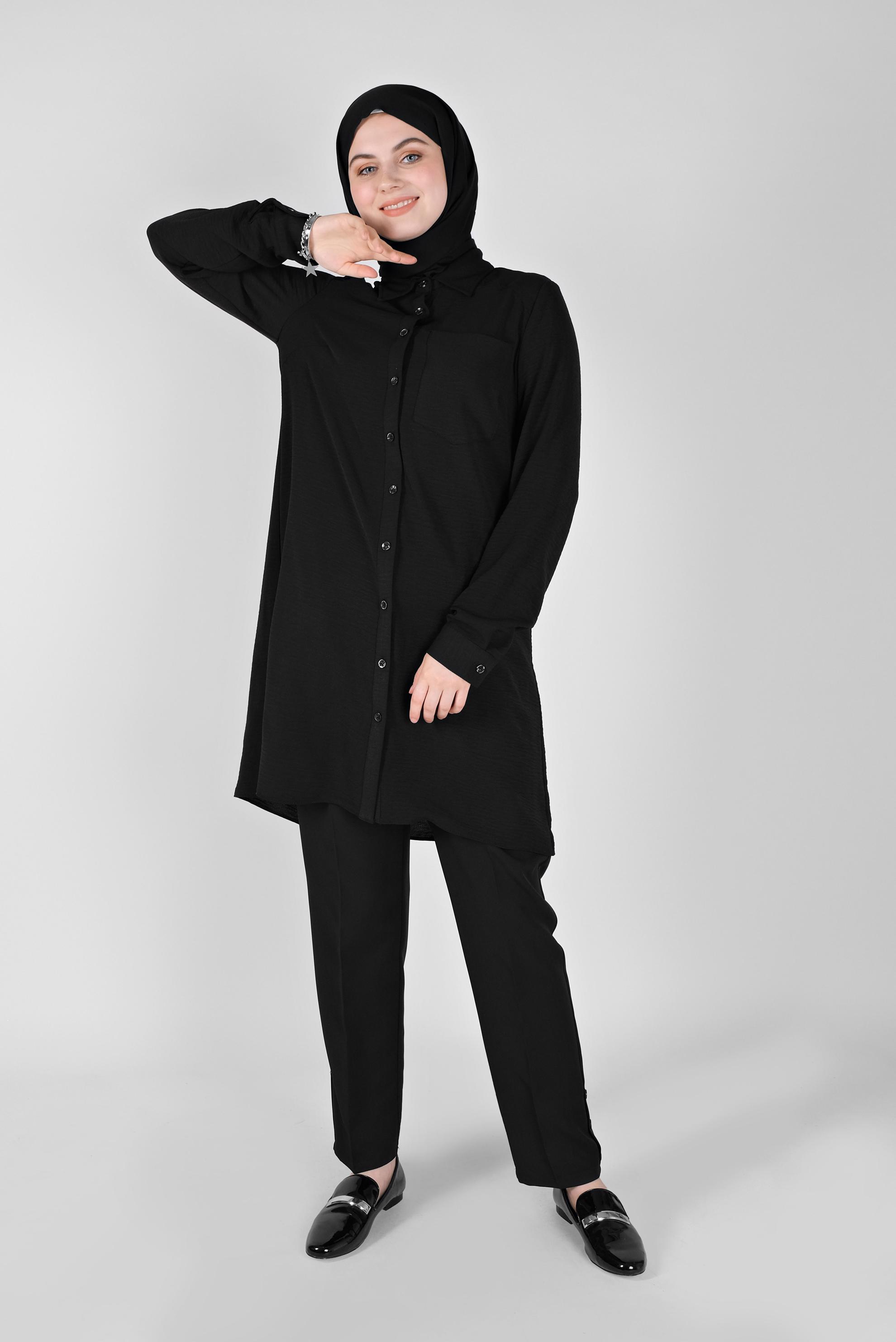 Tesettür giyim SİYAH HAVUÇ PANTOLON 70166 