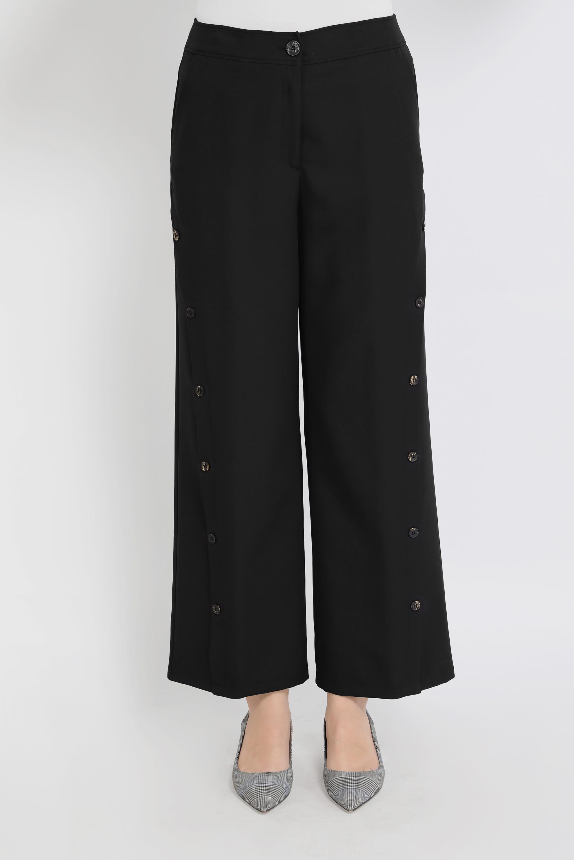 Tesettür giyim SİYAH DÜĞME DETAYLI PANTOLON 70167 