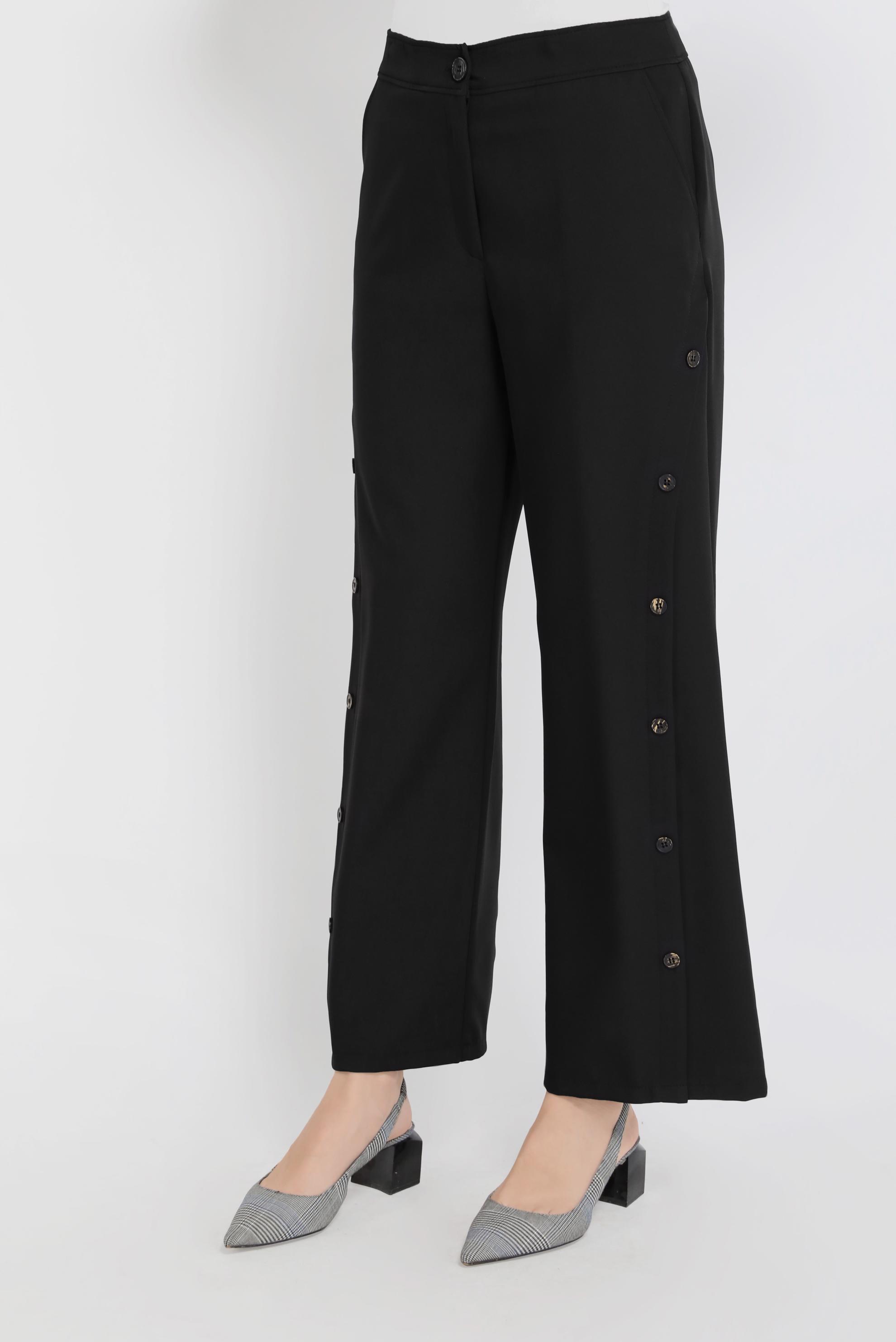 Tesettür giyim SİYAH DÜĞME DETAYLI PANTOLON 70167 