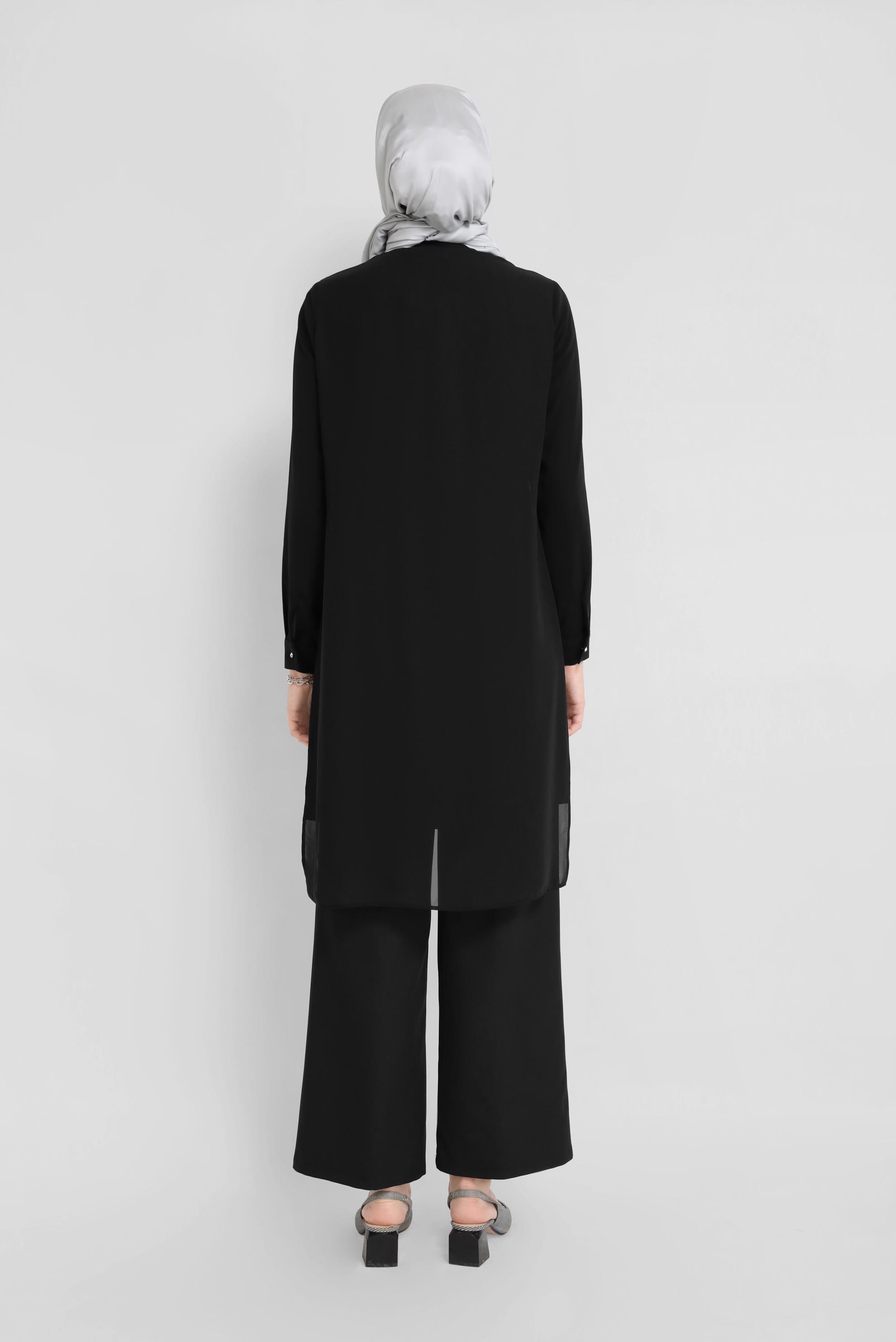 Tesettür giyim SİYAH DÜĞME DETAYLI PANTOLON 70167 