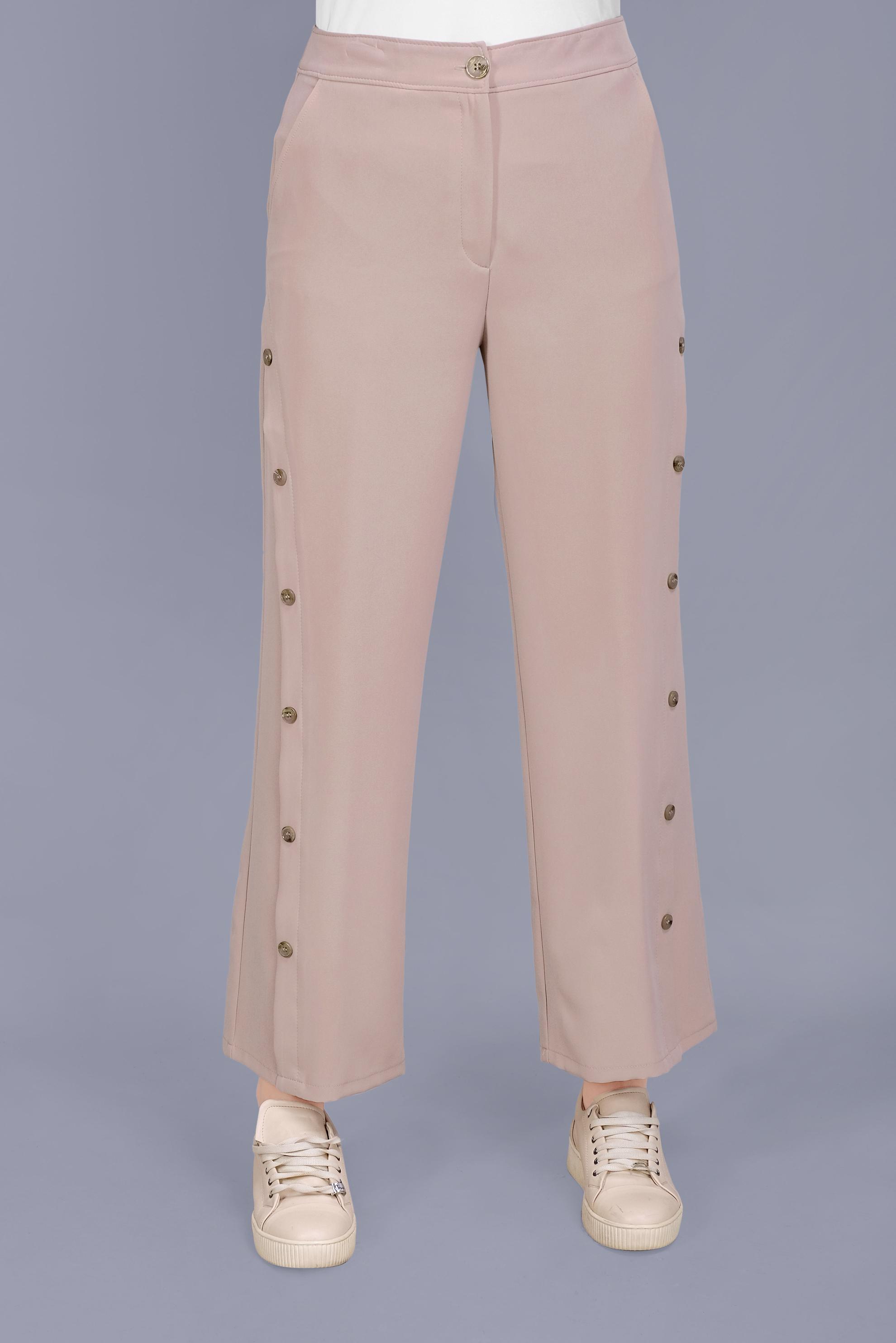 Hijab clothing BEIGE BUTTON DETAILED TROUSERS 70167 