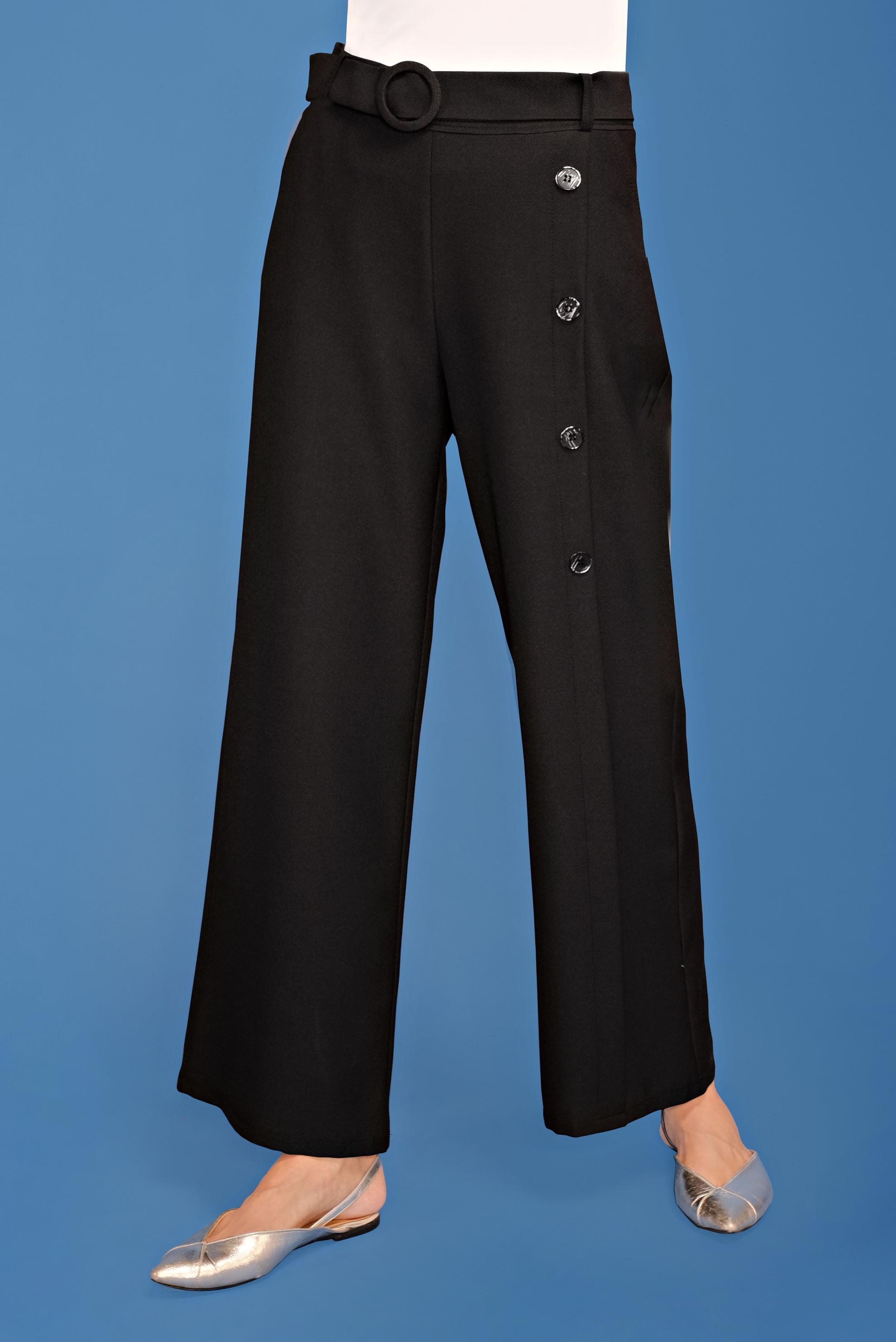 Tesettür giyim SİYAH DÜĞME DETAYLI PANTOLON 70168 