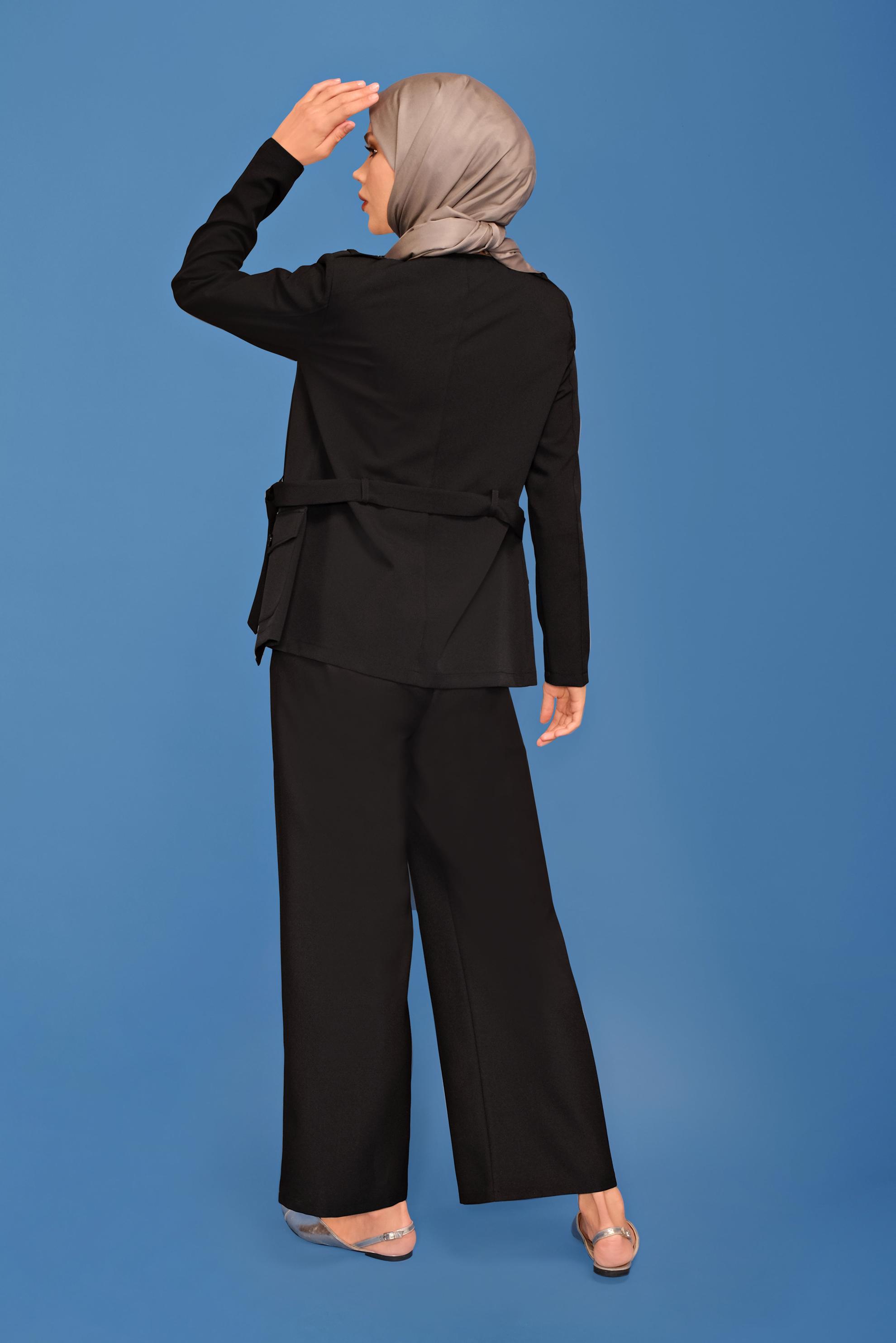 Tesettür giyim SİYAH DÜĞME DETAYLI PANTOLON 70168 