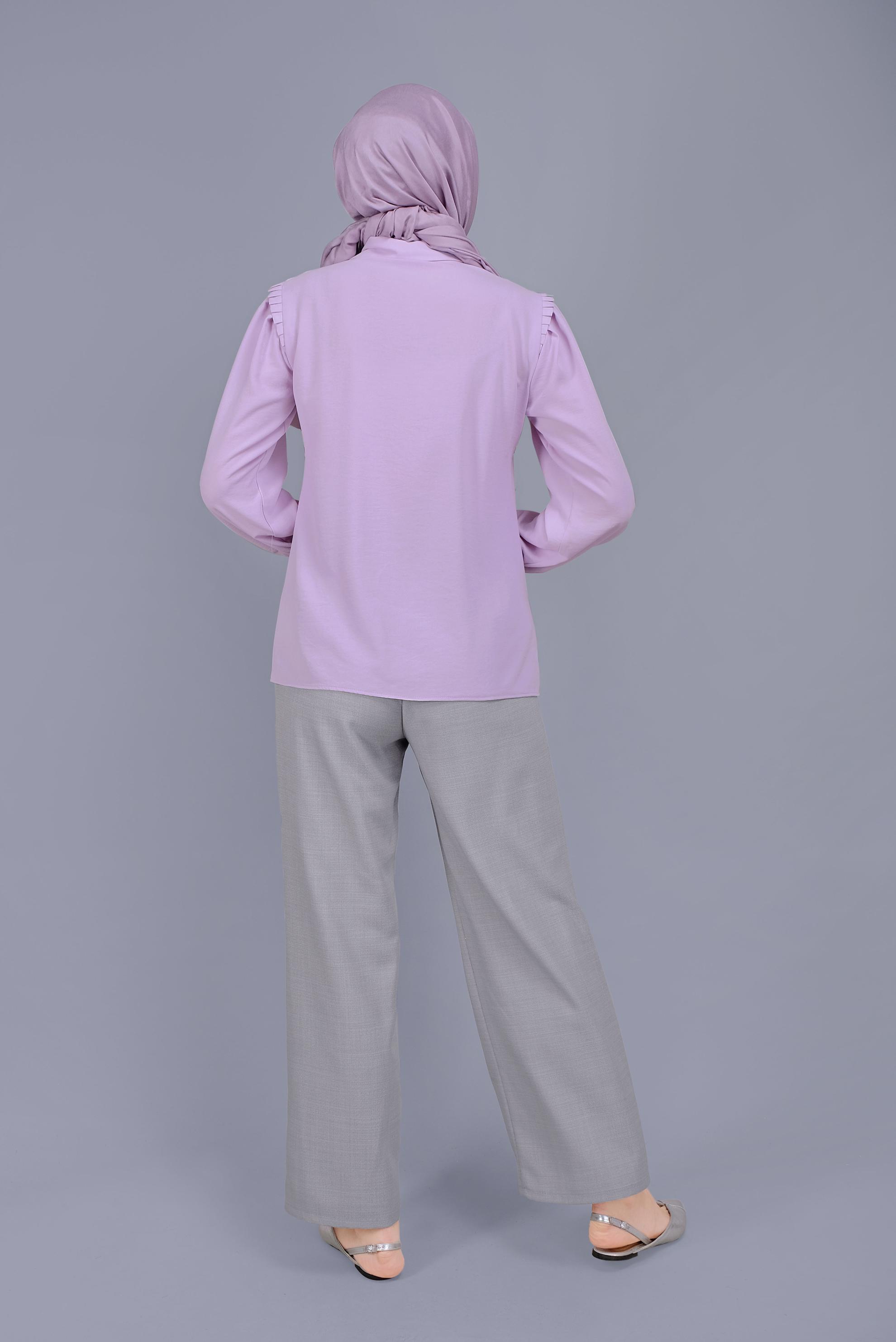 Tesettür giyim GRİ DÜĞME DETAYLI PANTOLON 70168 