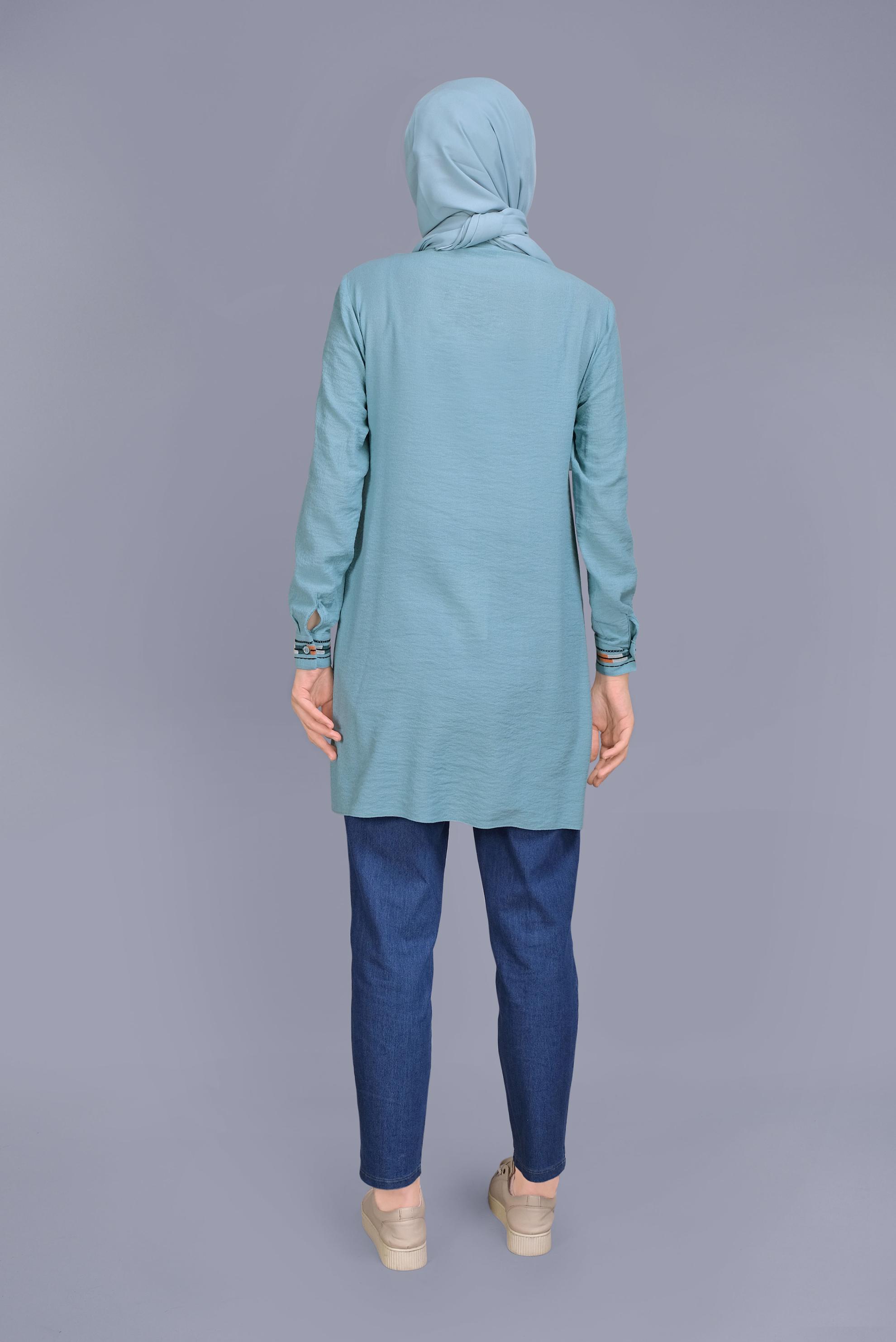 Tesettür giyim LACİVERT BELİ LASTİKLİ DENİM PANTOLON 70169 