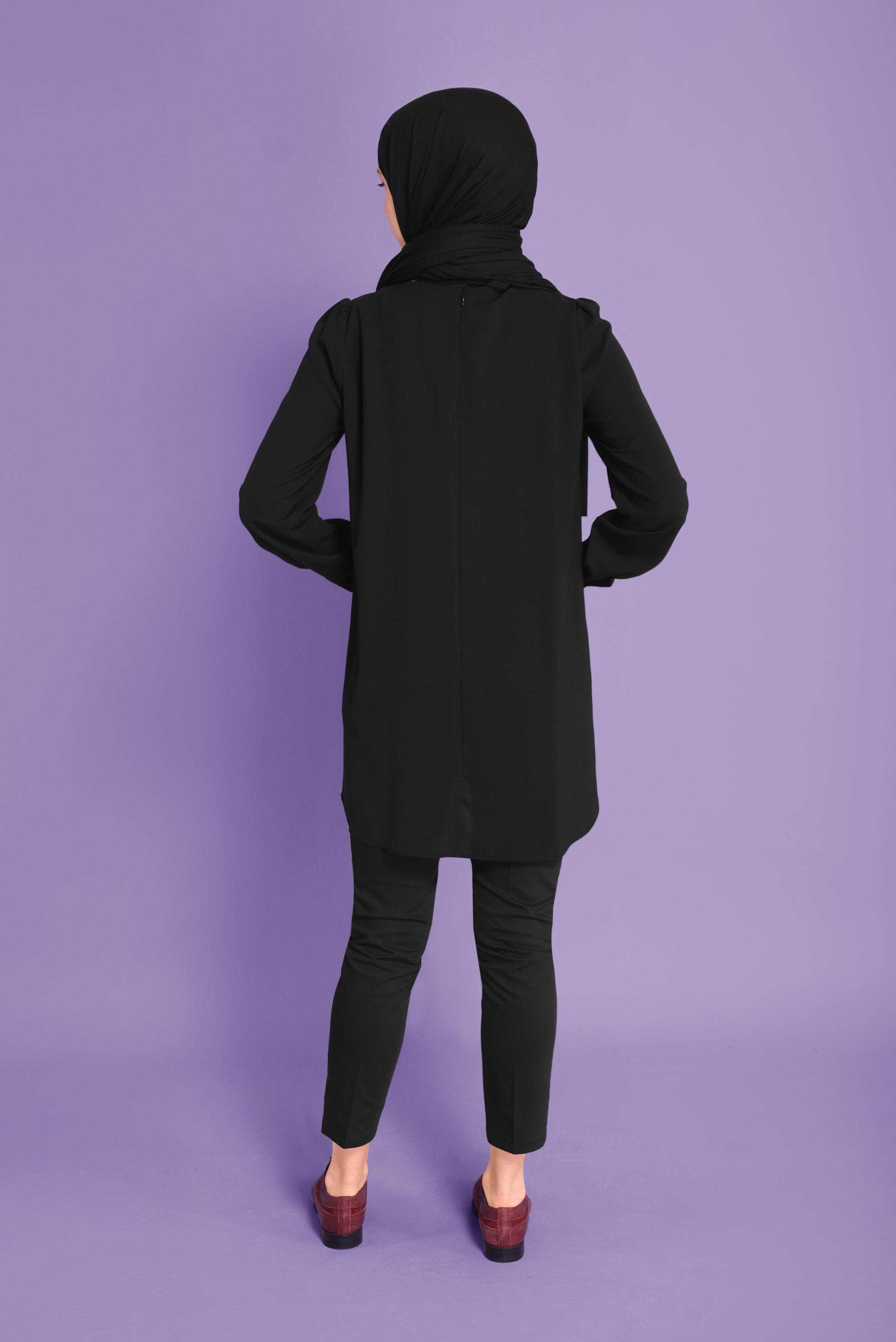 Tesettür giyim SİYAH ARA BEL DÜĞMELİ PANTOLON 70172