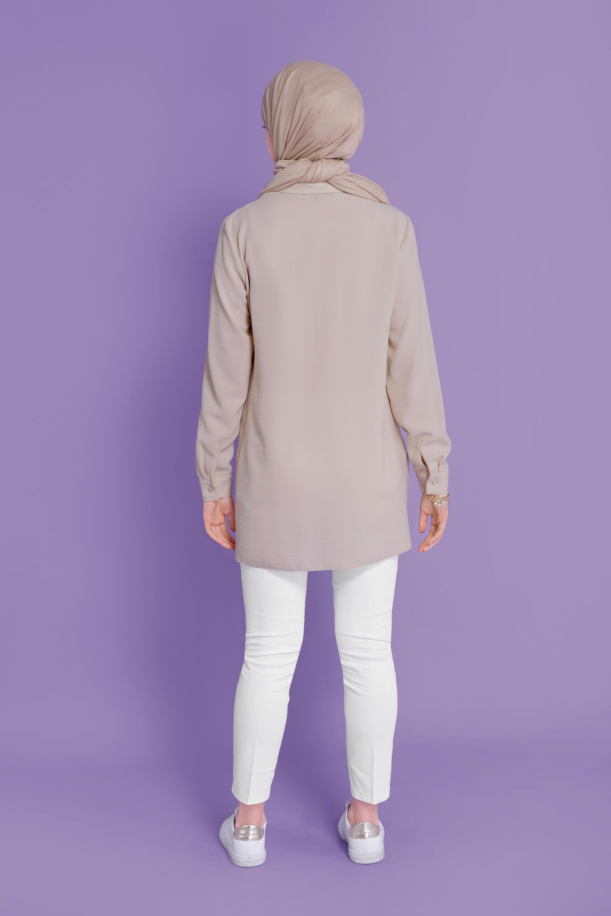 Tesettür giyim BEYAZ ARA BEL DÜĞMELİ PANTOLON 70172