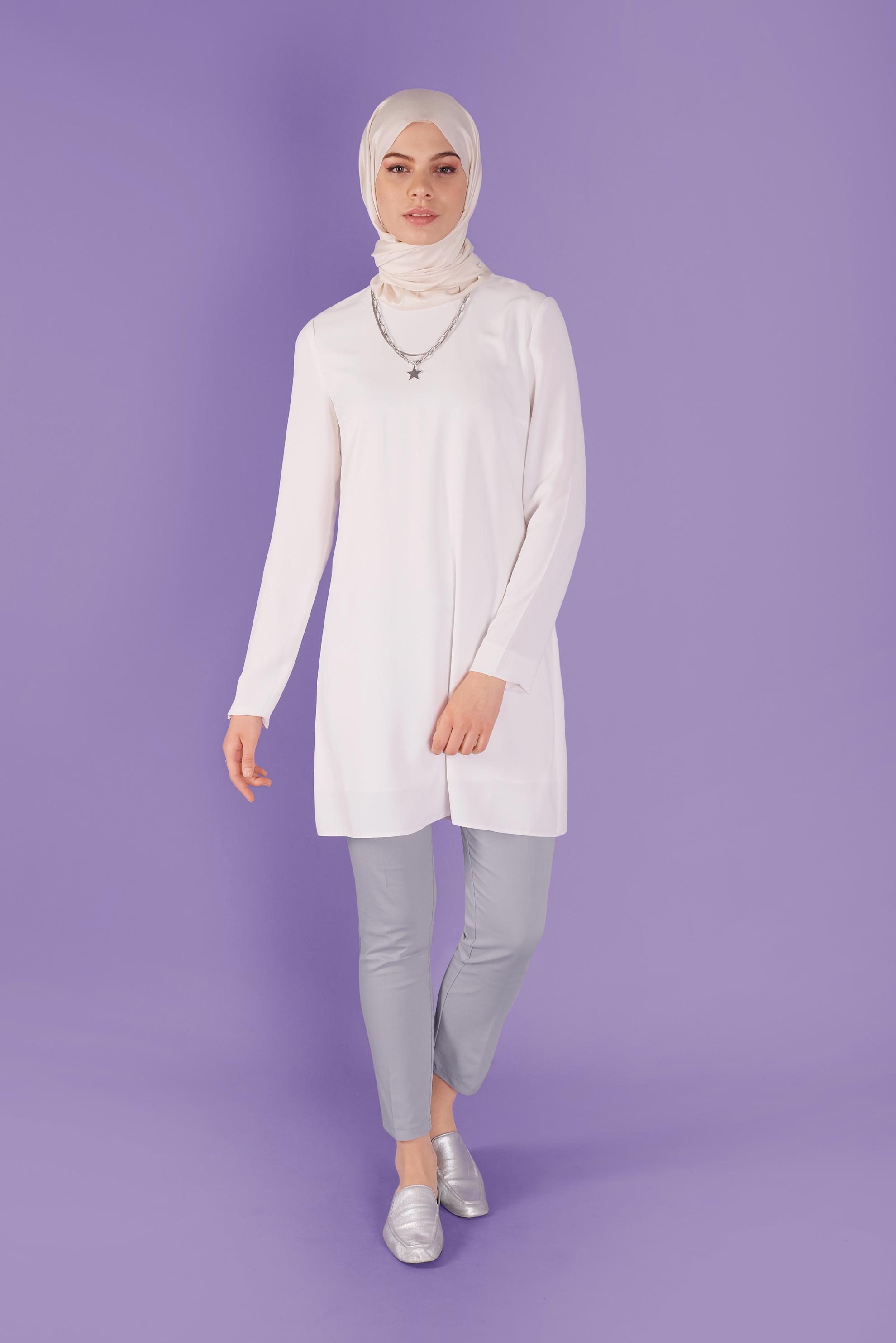 Tesettür giyim GRİ ARA BEL DÜĞMELİ PANTOLON 70172